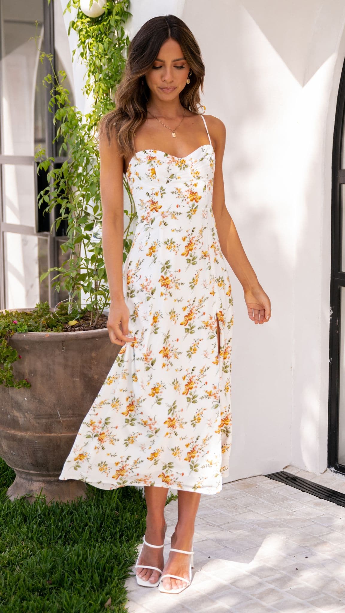 Laury Midi Dress - Orange Floral Print Summer Dress for Women | Casual & Party Wear | Perfect for Beach, Vacation & Date Nights