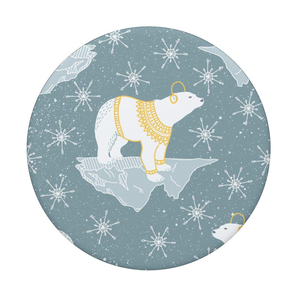 Polar Bear with Headphones in Space PopSockets PopGrip - Swappable Phone & Tablet Stand with Grip for Galaxy, iPhone | Perfect for Work, Travel & Gaming