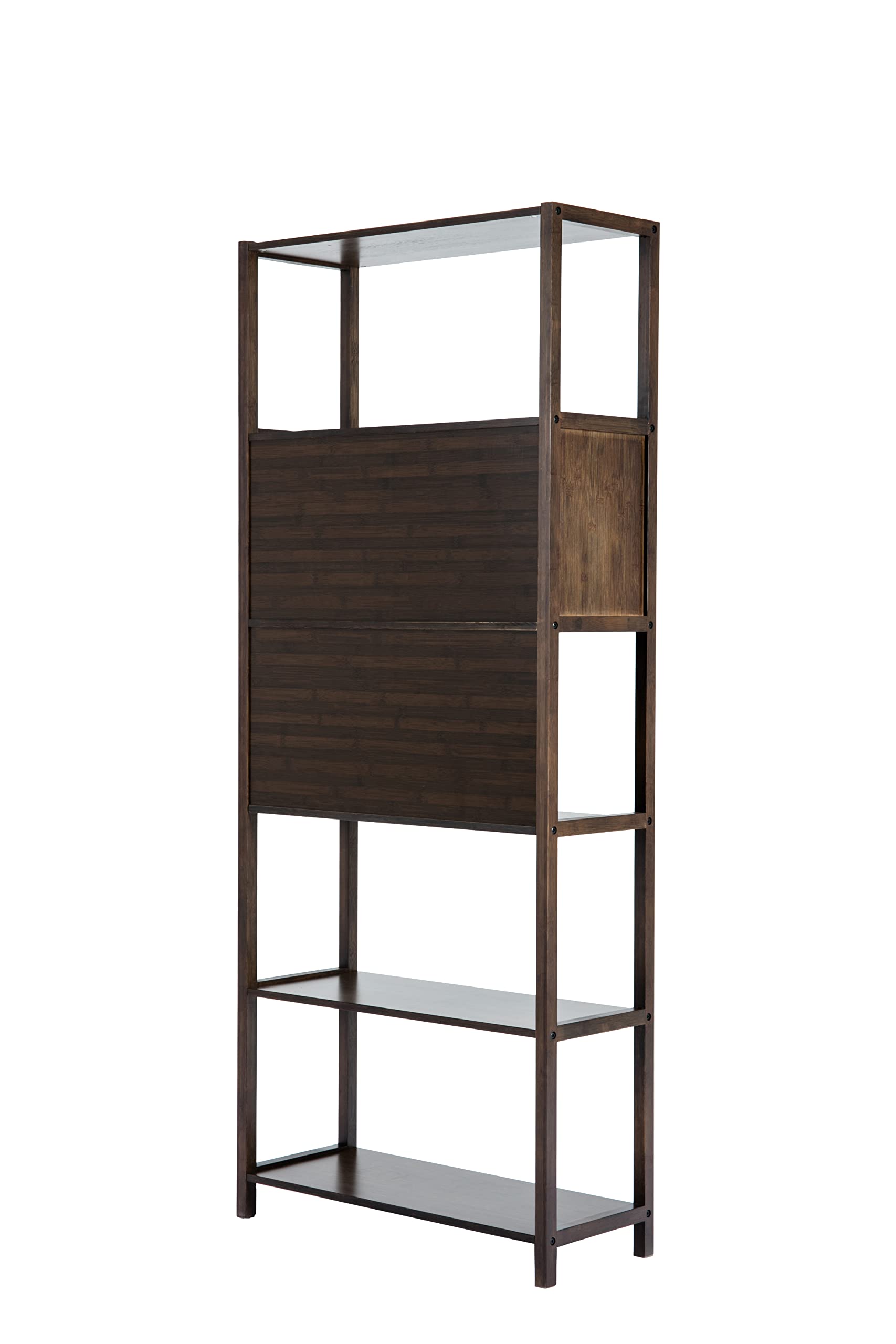 Boraam Selma Left Bookcase in Cappuccino - Stylish Wooden Bookshelf for Living Room, Bedroom & Office Storage