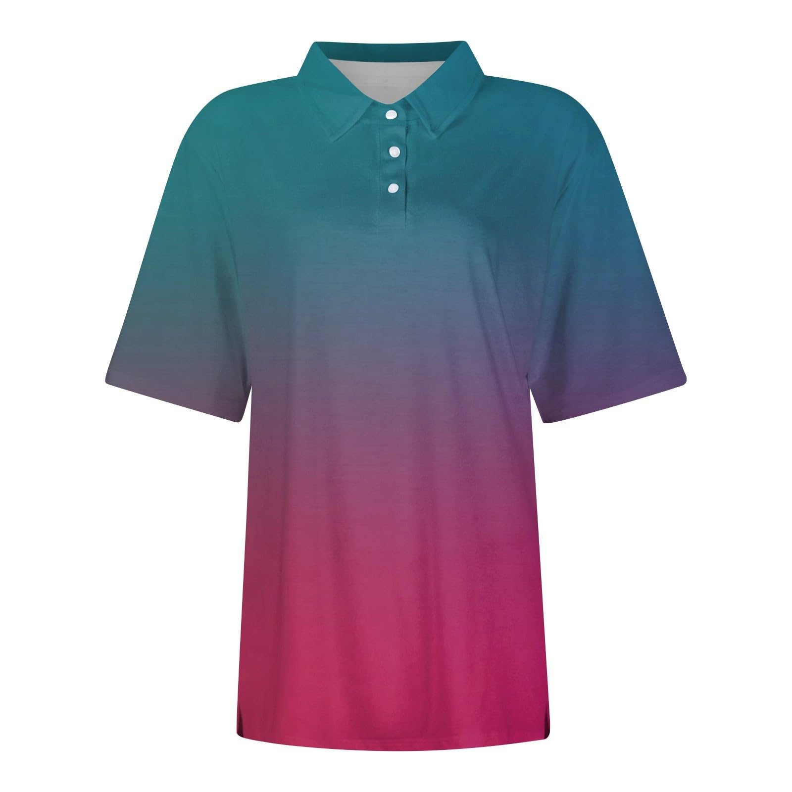 Trendy Women's Lapel Shirts - Summer Button Up V-Neck Short Sleeve Tops & Blouses with Vintage Graphic Print | Perfect for Casual Outings, Office Wear & Summer Vacations