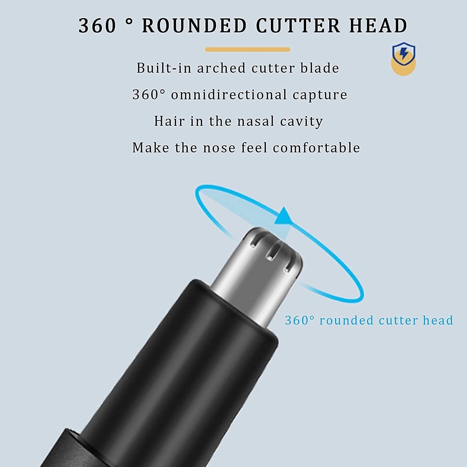 USB Rechargeable Painless Ear & Nose Hair Trimmer - Waterproof Dual Edge Blades for Easy Cleaning, Compact Clipper for Men (Blue) - Perfect for Travel, Gym & Daily Grooming