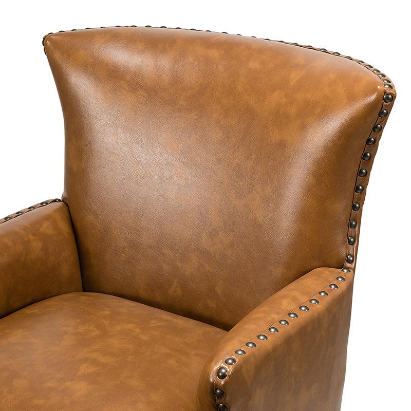 Brooklyn Vegan Leather Armchair - Modern Faux Leather Lounge Chair for Living Room, Office & Dorm - Comfortable Mid-Century Style Accent Chair