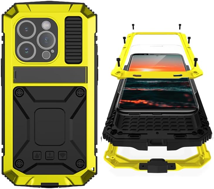 iPhone 16 Pro Max Case - Military Grade Shockproof Aluminum Metal Frame with Kickstand | Rugged Protective Cover for Outdoor, Travel & Daily Use