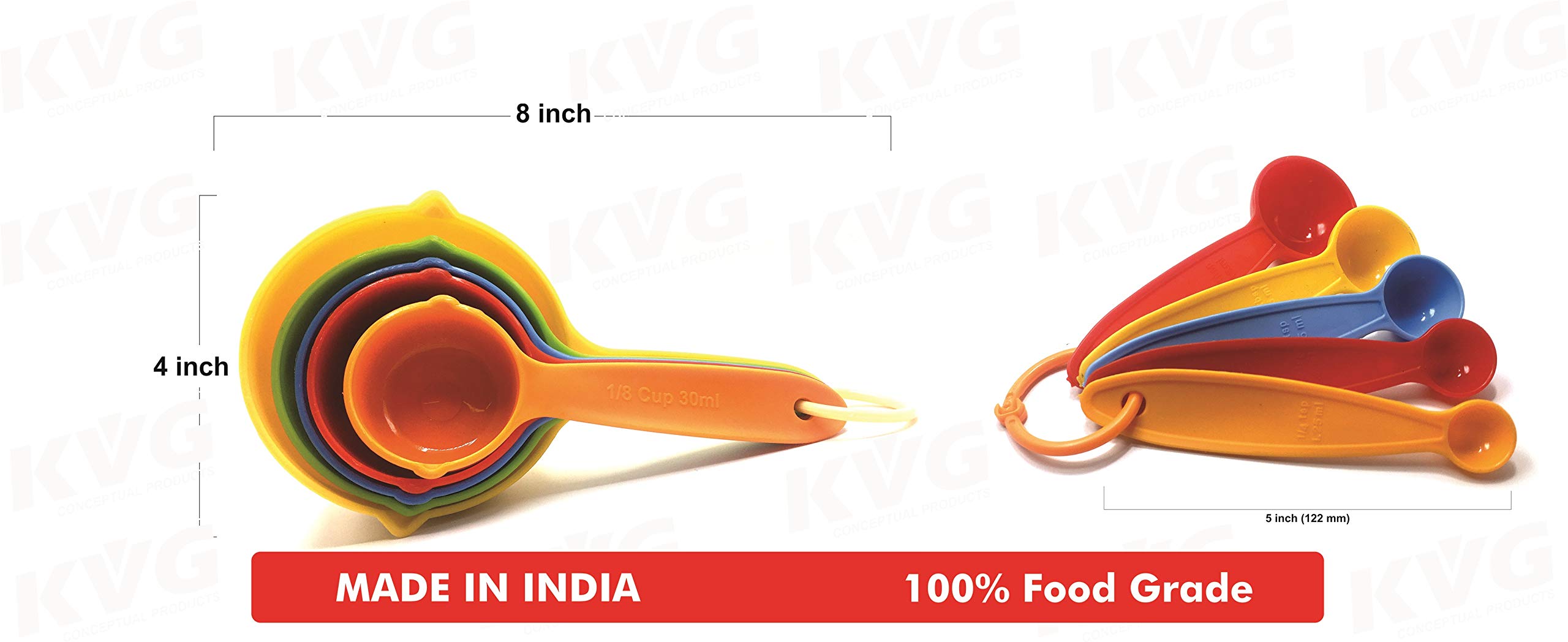 Simran Handicrafts 10-Piece KVG Measuring Cups and Spoons Set - Stainless Steel Metric Measurement Tools for Baking, Cooking & Meal Prep - Food Grade Kitchen Essentials for Home & Professional Chefs