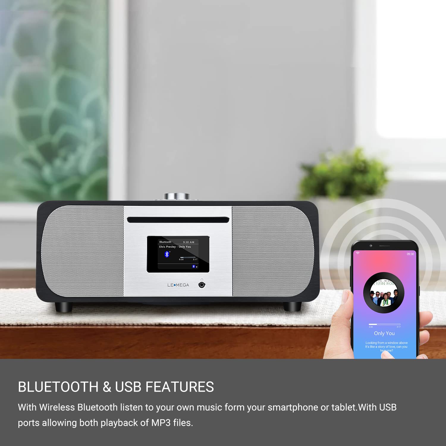 LEMEGA M5P DAB Digital Radio with CD Player & Bluetooth - 35W Hi-Fi Stereo System, WiFi Internet Radio, Spotify Connect, USB Playback, Dual Alarm Clock, FM Tuner with Remote Control - Black Oak - Perfect for Home, Office, and Bedroom Entertainment