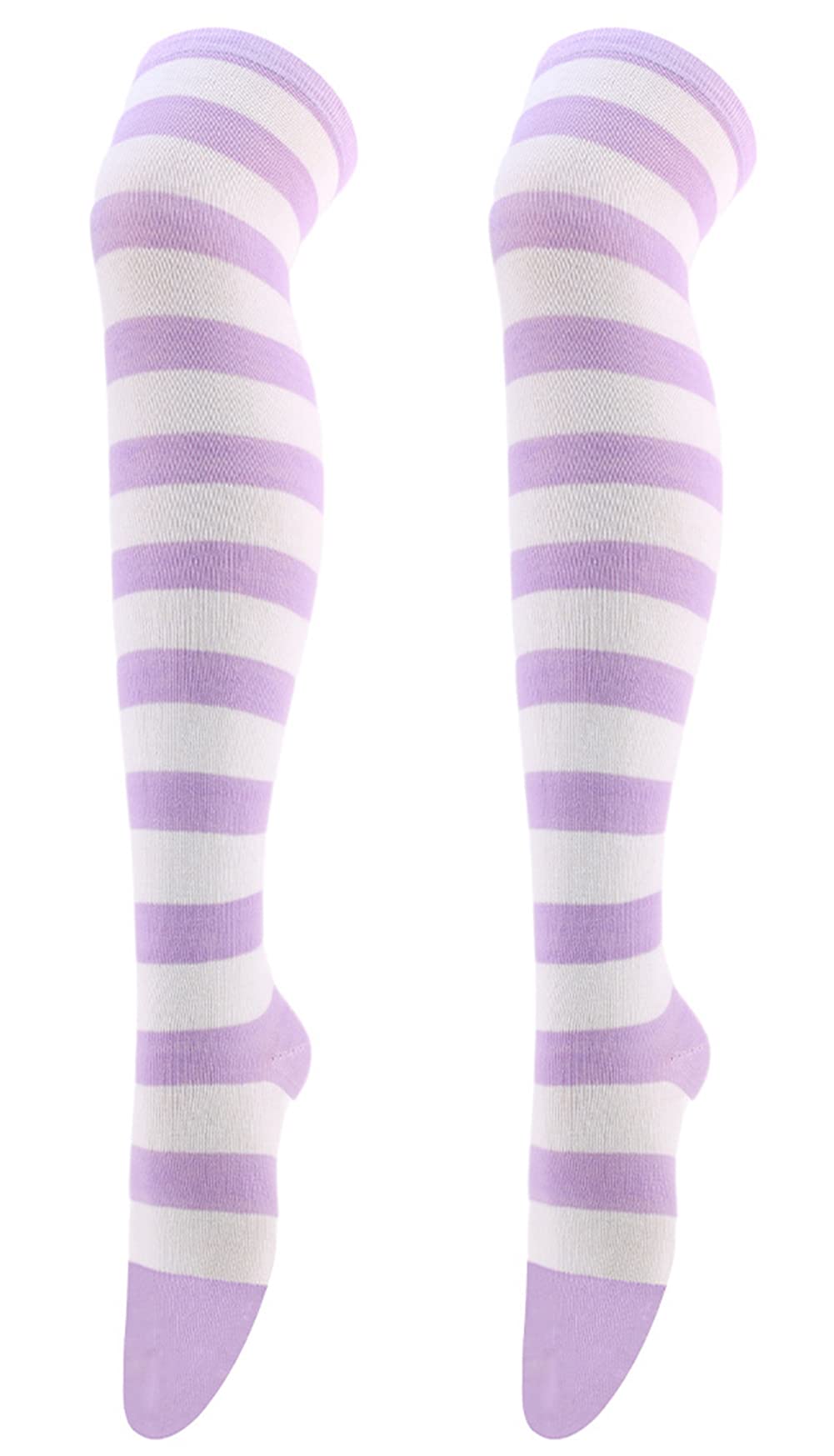 Aivtalk Women's Extra Long Opaque Striped Over Knee Thigh High Stockings Socks - Fashionable & Comfortable for Daily Wear, Office, Party & Cosplay