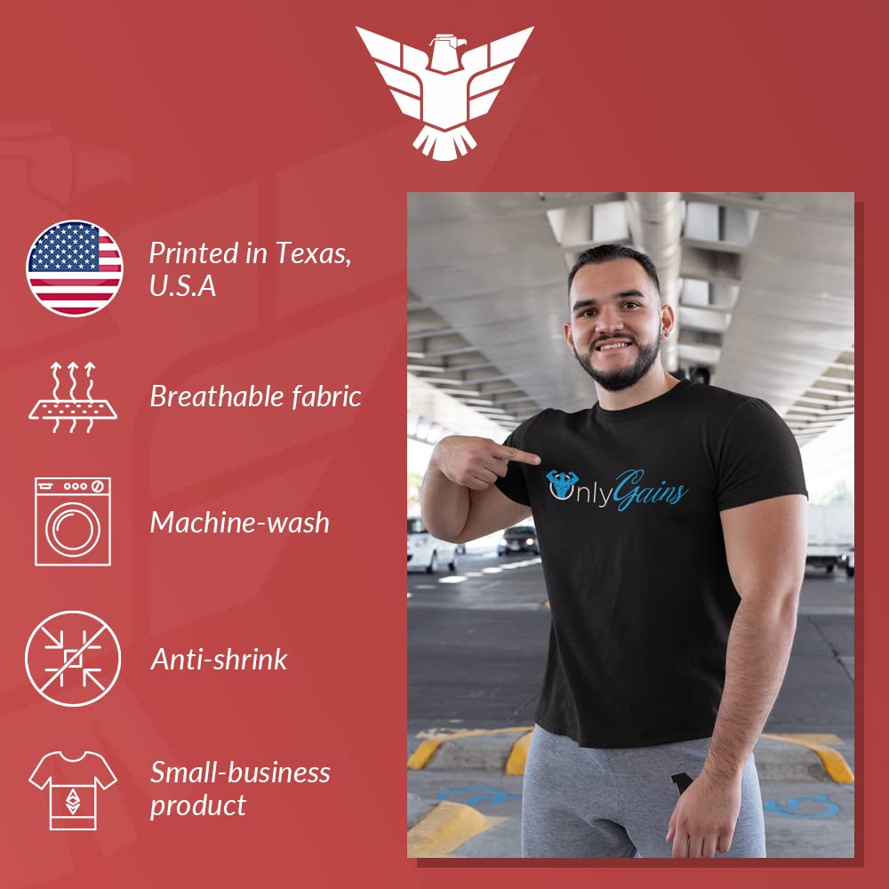 Only Gains Funny Gym Workout T-Shirt for Men - Perfect Fitness Gift for Bodybuilders & Weightlifters - Great for Gym, Training & Bodybuilding Motivation