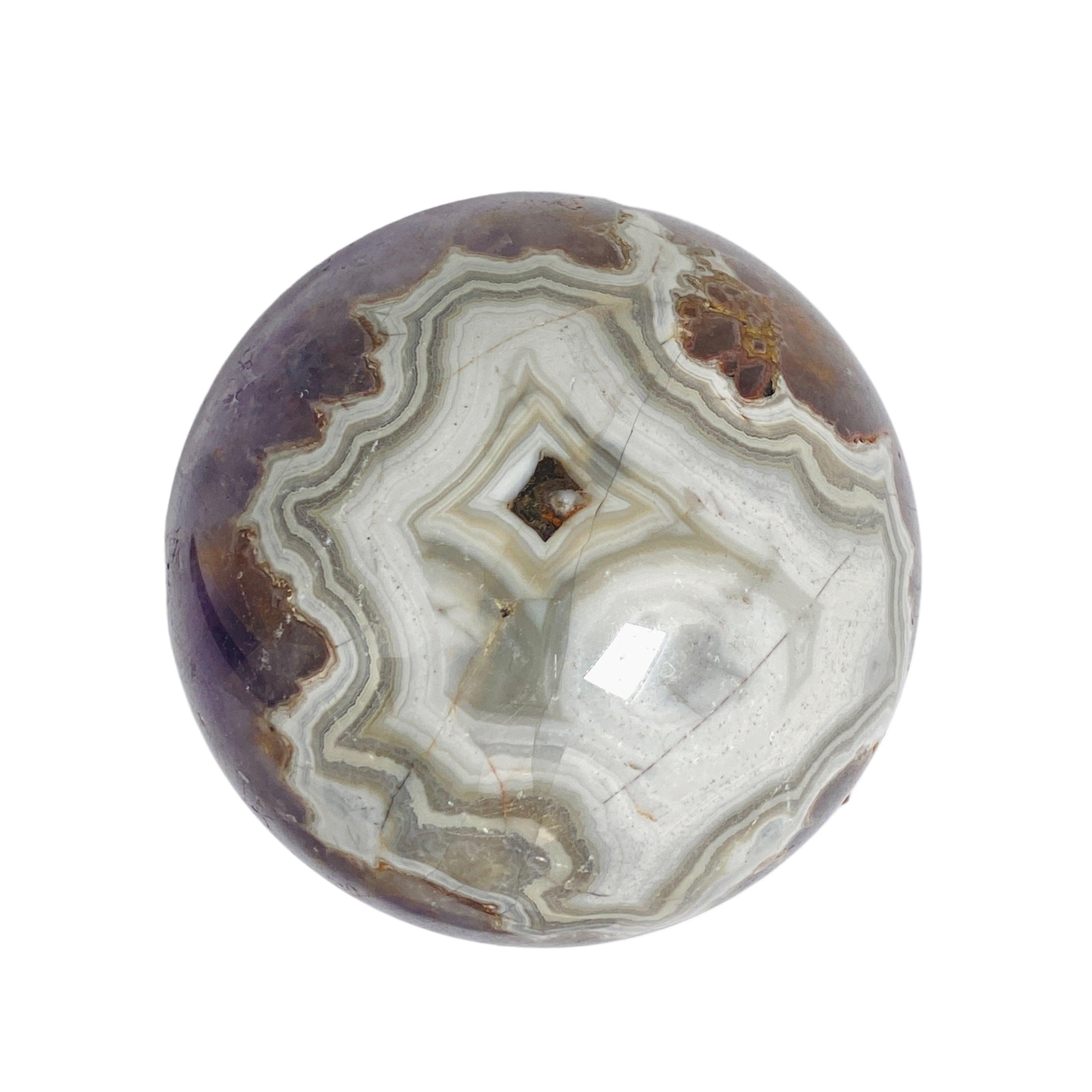 Natural Amethyst Agate Sphere - Healing Crystal for Meditation, Yoga & Home Decor - AMAS 02