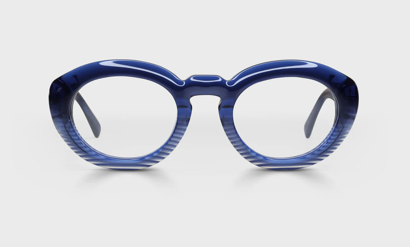 Abundant Color 59 Blue to Stripe Fade Sunglasses with Blue Crystal Temples - Stylish UV Protection for Outdoor Sports & Beach Fashion