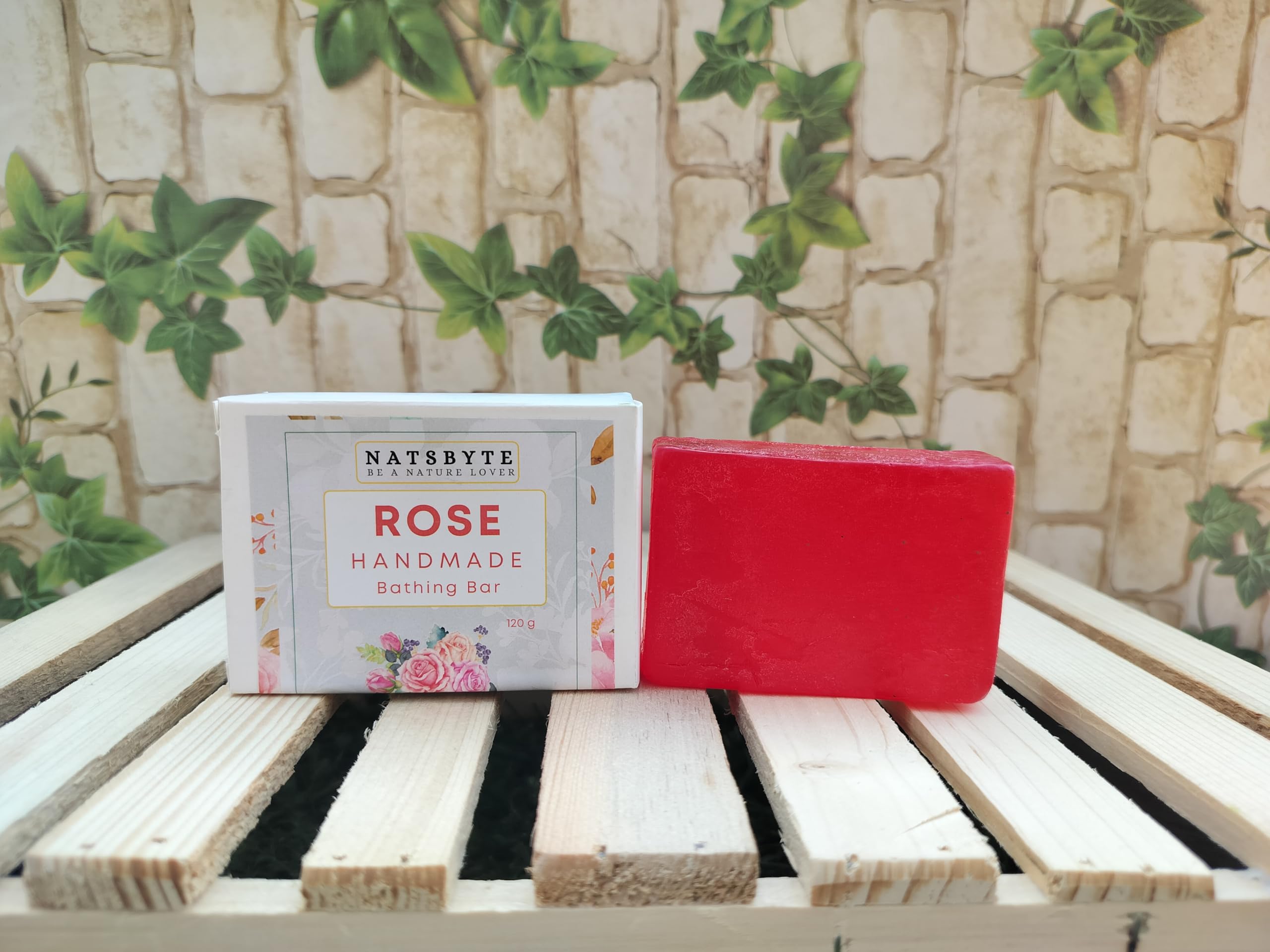 NATSBYTE Organic Rose Bath Soap - 100% Natural Handmade Chemical-Free Soap for Men & Women (3-Pack) | Gentle Cleansing for Sensitive Skin, Perfect for Daily Shower & Spa Relaxation