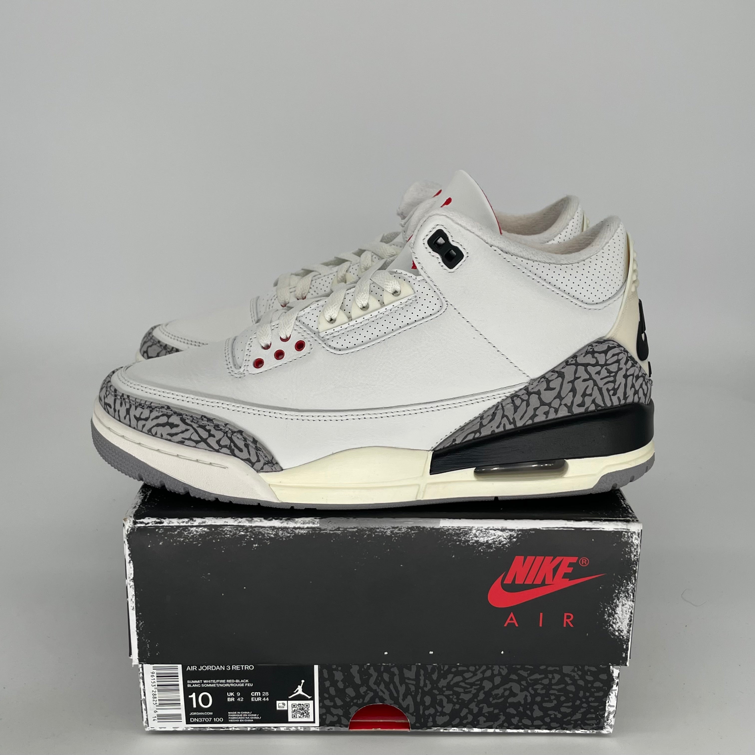 Original Air Jordan 3 White Cement Reimagined Retro Sneakers - Men's Size 10 (DN3707-100) | Authentic Basketball Shoes for Streetwear & Casual Outfits