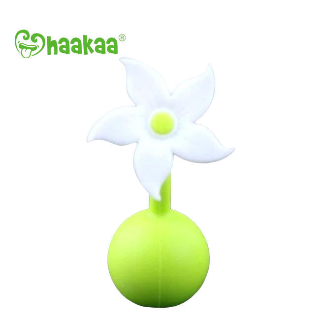 Haakaa Silicone Breast Pump Flower Stopper - White | Leak-Proof Milk Collector for Nursing Moms | Perfect for On-the-Go Breastfeeding & Hands-Free Pumping