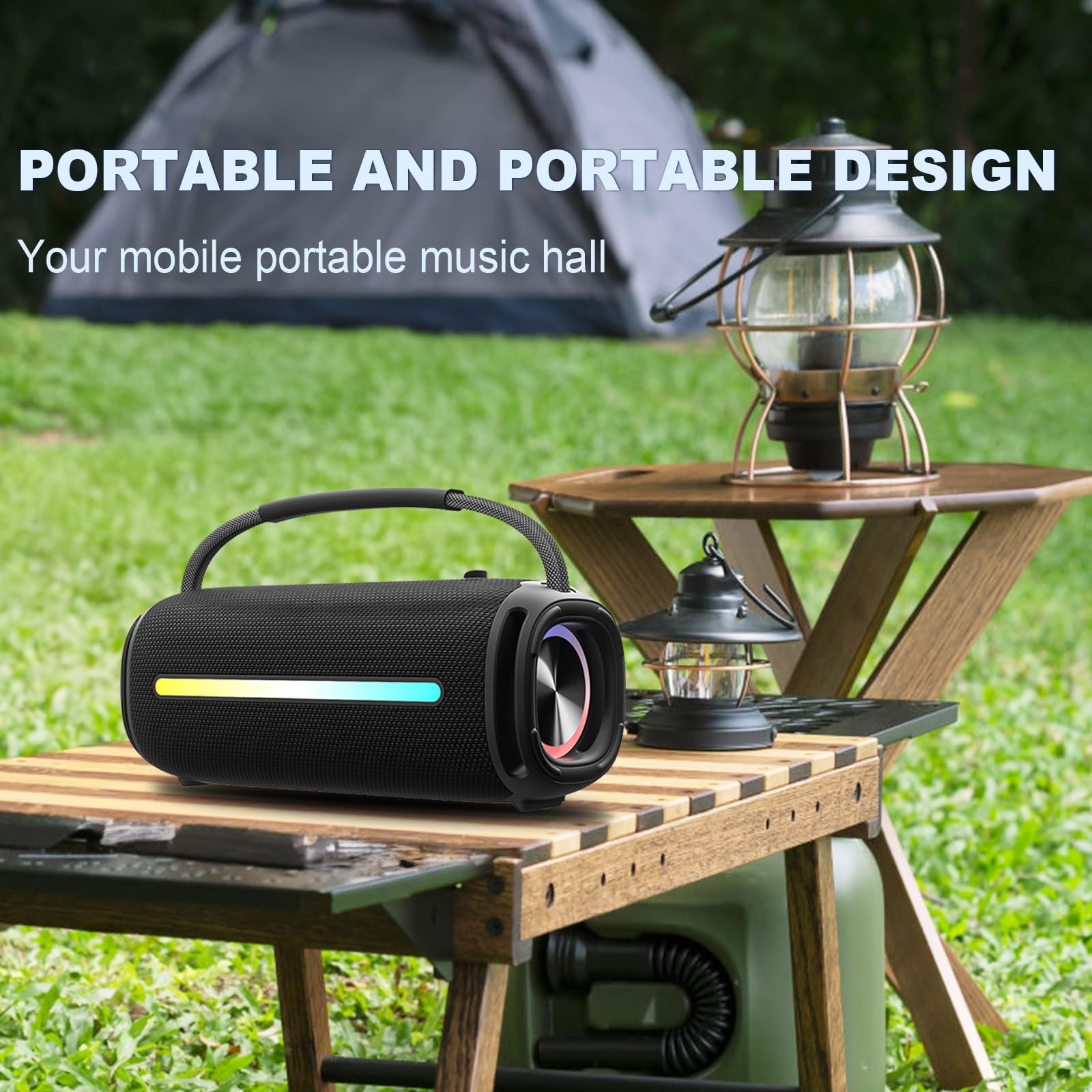 Portable Bluetooth Speaker with 20W Super Bass, Waterproof Wireless Speaker with Colorful LED Lights & TWS Pairing - Perfect for Outdoor, Party, Beach, Travel & Home Use (Camouflage Design)