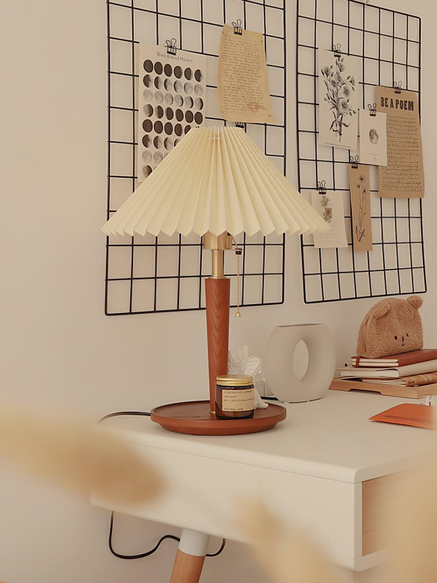 Elegant Cone Pleated Fabric Table Lamp - Modern Home & Office Lighting for Bedroom, Living Room, and Study Desk Decor