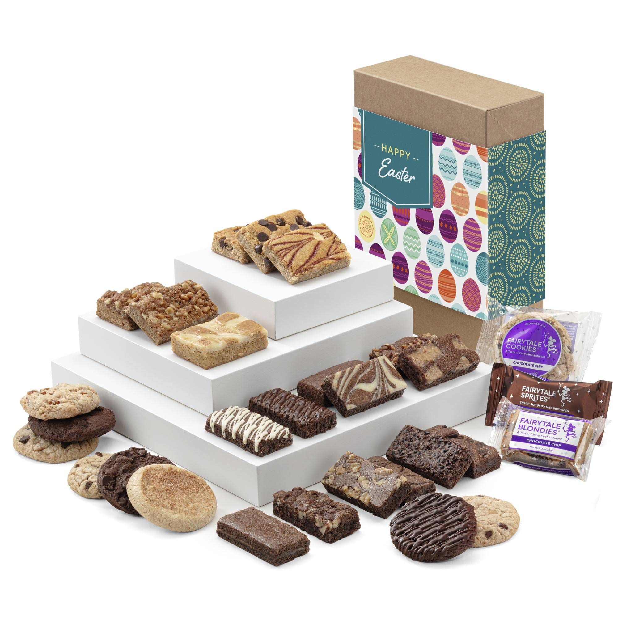 Premium Easter Chocolate Gift Box - 26-Piece Gourmet Fairytale Brownies, Blondie Bars & Cookies Combo (3