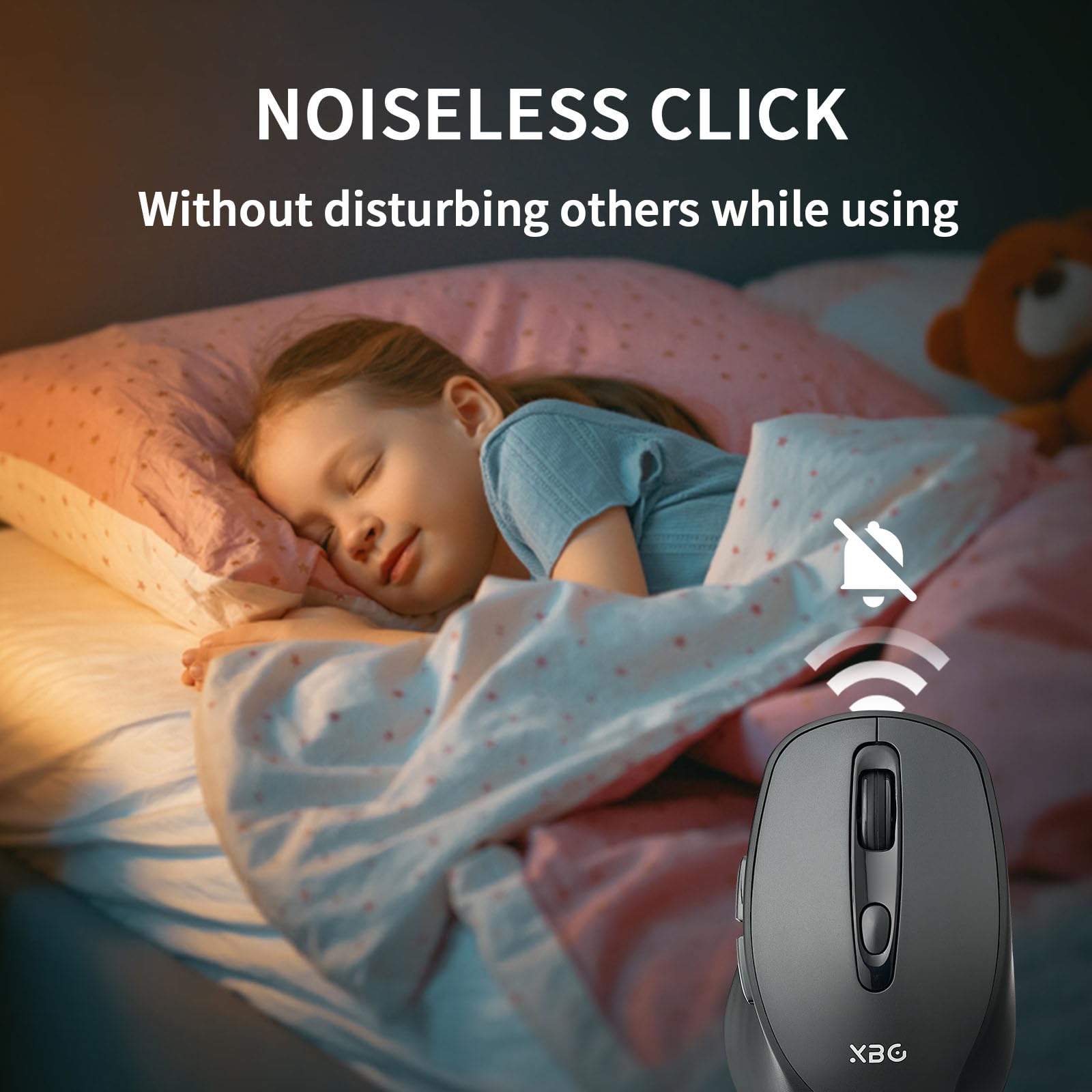 XBG Wireless Bluetooth Mouse 5.0 & 2.4G Dual Mode Rechargeable Silent Mouse with 3 Adjustable DPI, Ergonomic 6-Button Design for Computer/Laptop/Mac/iPad - Black | Perfect for Office, Home & Travel Use