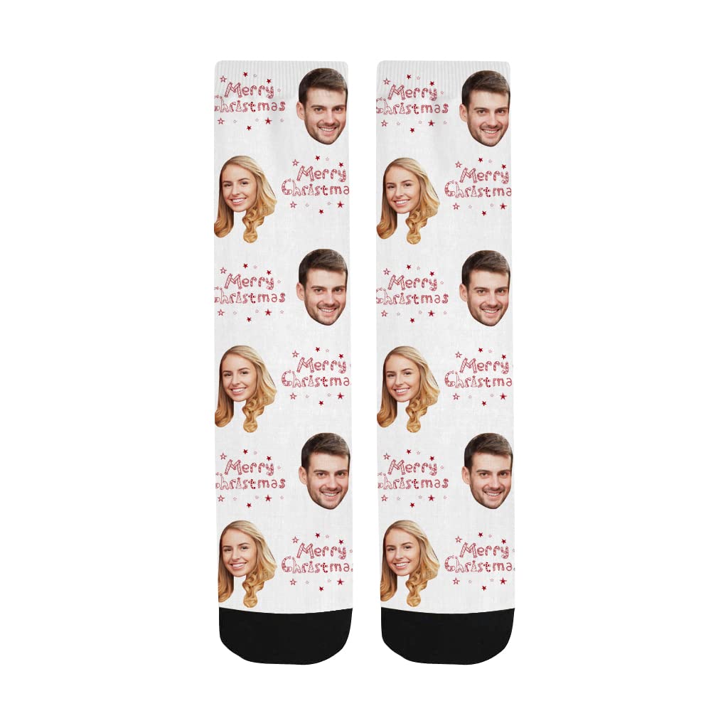 Custom Christmas Novelty Socks with Funny Print - Personalized Photo Socks for Couples | Unisex Crew Socks for Men & Women | Perfect Gift for Holidays, Stocking Stuffers & Christmas Parties
