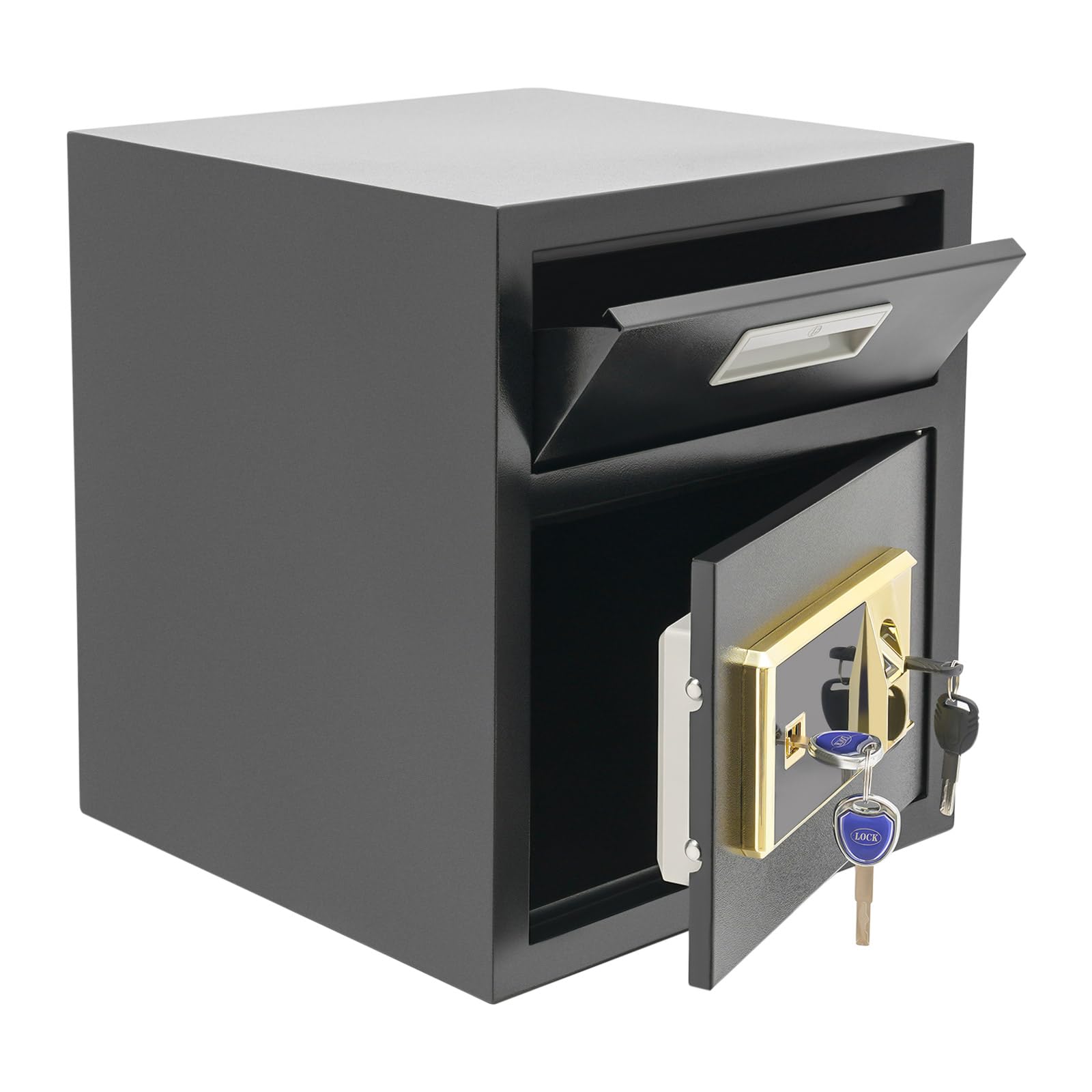 Secure Money Drop Box with Mail Slot - 14x14x15.7 Inch Cash Depository Safe for Home, Office, Hotel & School Use - Ideal for Cash Management, Donation Collection & Secure Document Storage