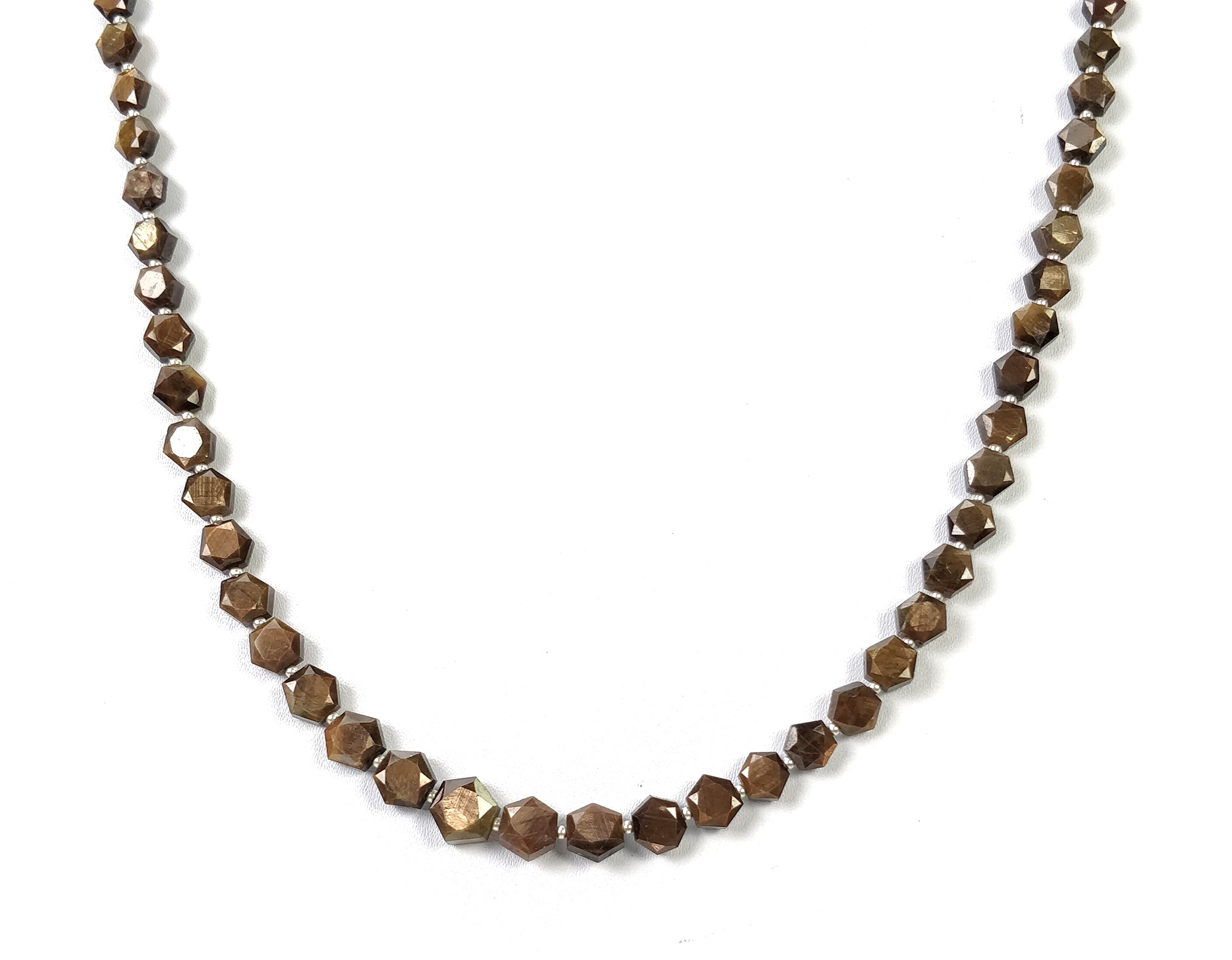 Golden Brown Chocolate Sapphire Gemstone Necklace - 23.30gms Natural Hexagon Faceted Sapphire Pendant (4.5mm-9mm) | Elegant Jewelry for Weddings, Parties & Special Occasions