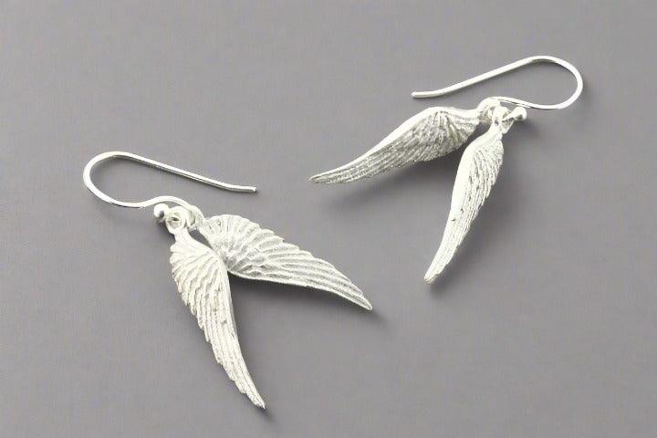 Elegant Asherah Wings Earrings in Sterling Silver - Perfect for Boho, Festival & Everyday Wear
