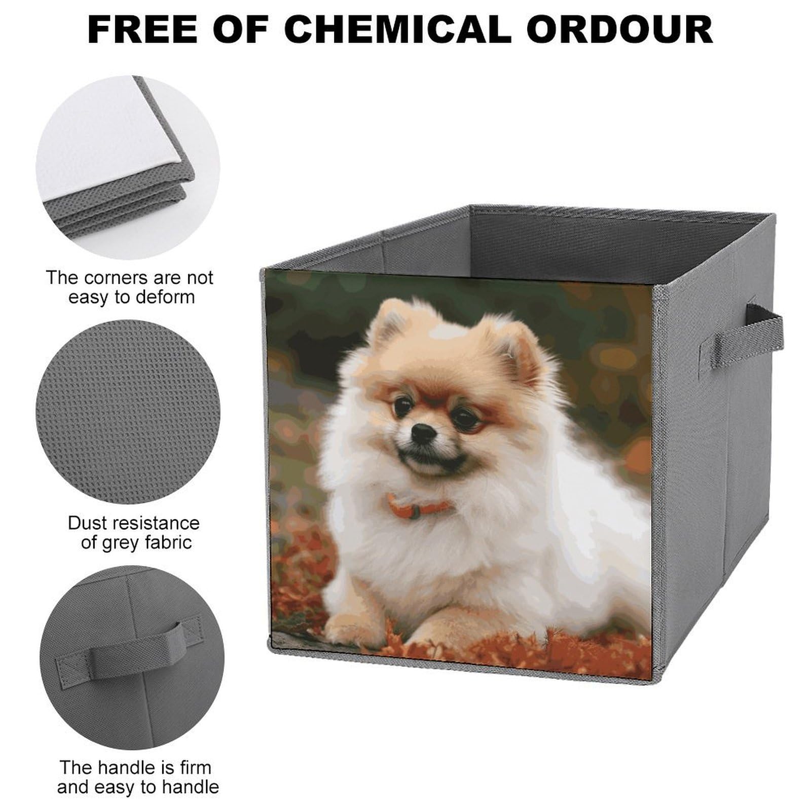 Pomeranian Dog Print Storage Baskets - Foldable Fabric Storage Bins for Clothes, Toys & Home Organization | Pet-Themed Decorative Storage Solution for Bedroom, Closet & Nursery