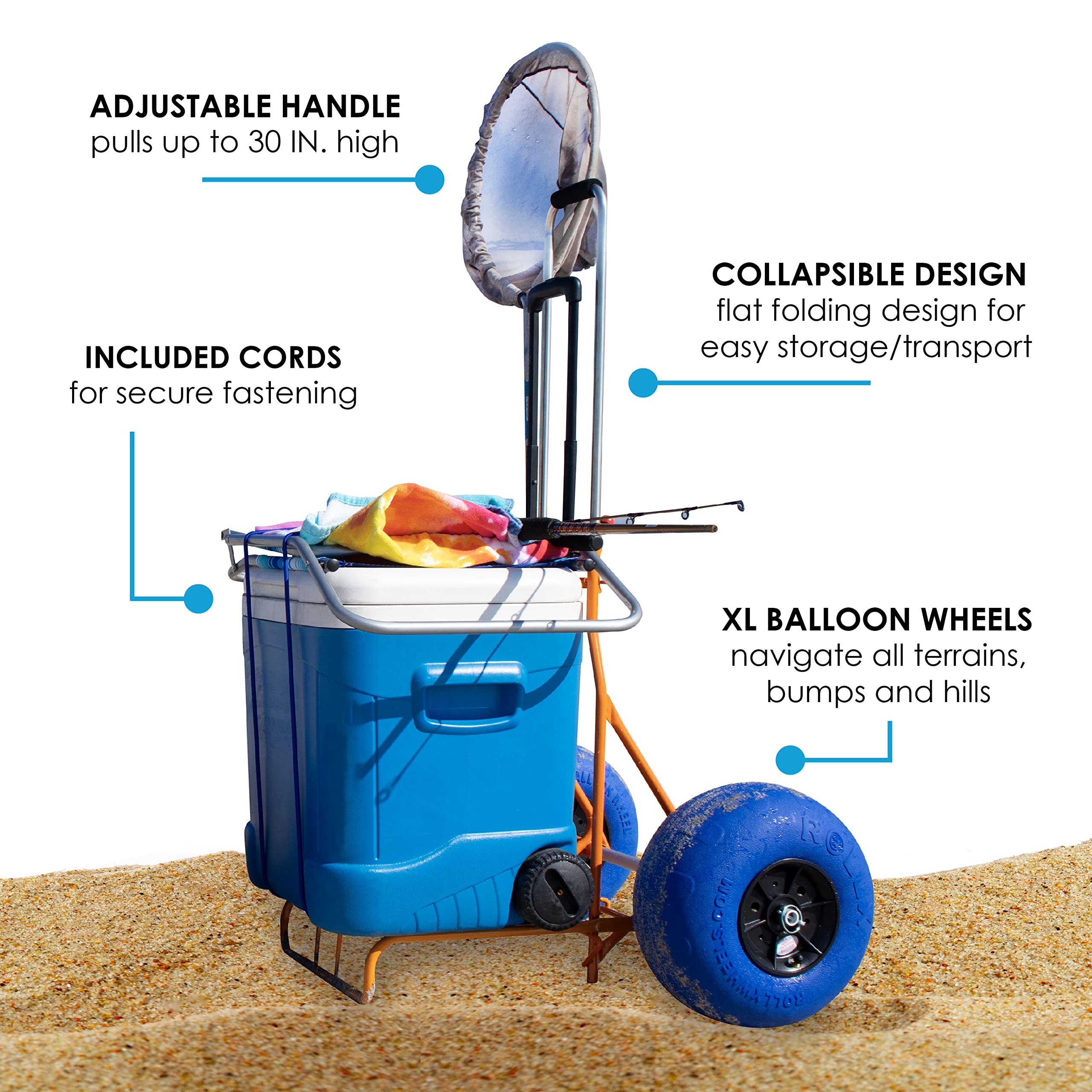 **Heavy-Duty Folding Beach Cart with 13