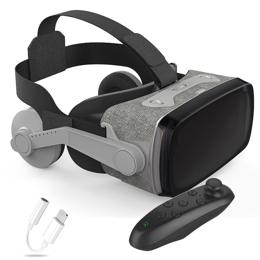 3D VR Headset with Bluetooth Controller - Compatible with iPhone 13 Pro Max/13 Pro/13/12/11, Samsung Galaxy S21, Huawei & Xiaomi Series - Immersive Virtual Reality Gaming & Movie Experience for Home Entertainment