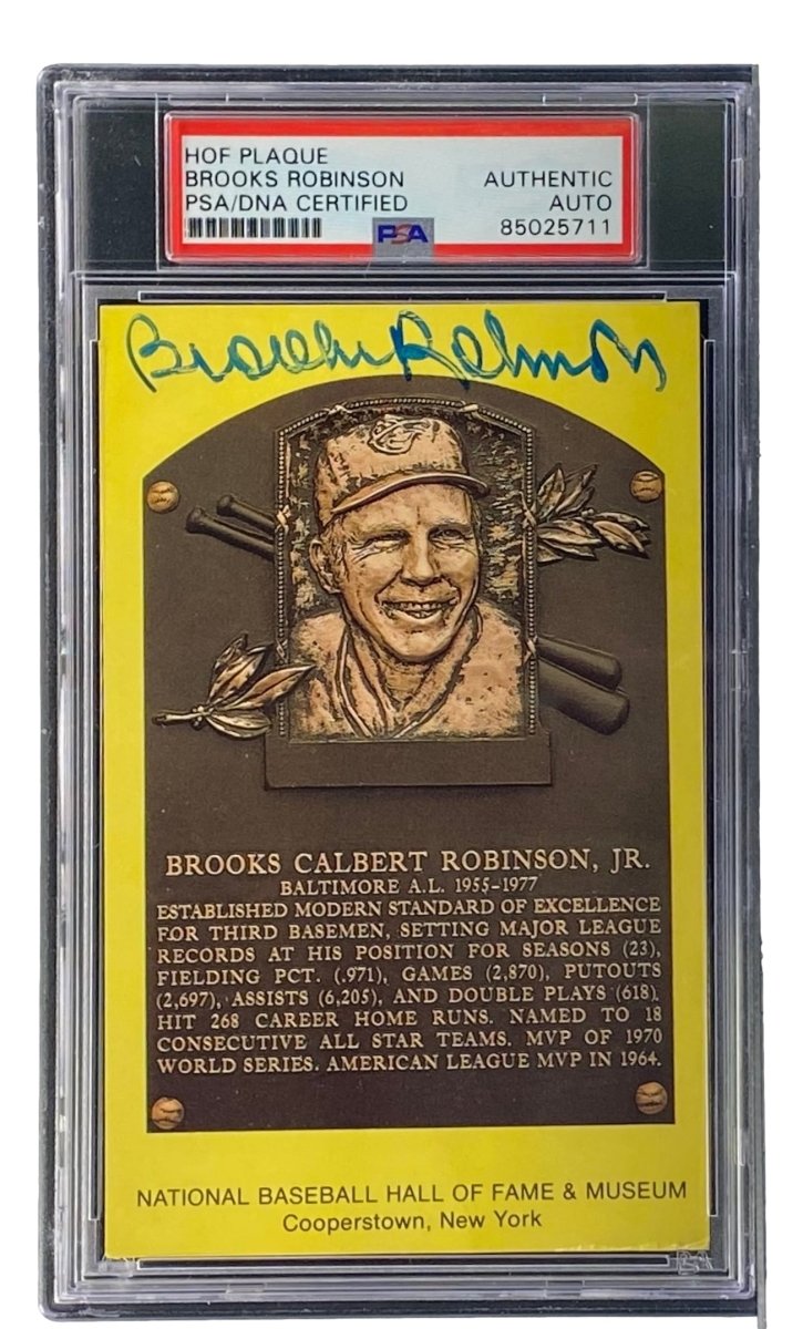 Brooks Robinson Autographed 4x6 Baltimore Orioles Hall of Fame Plaque Card with PSA/DNA Certification 85025711 - Perfect for Baseball Memorabilia Collectors & Sports Fans Display
