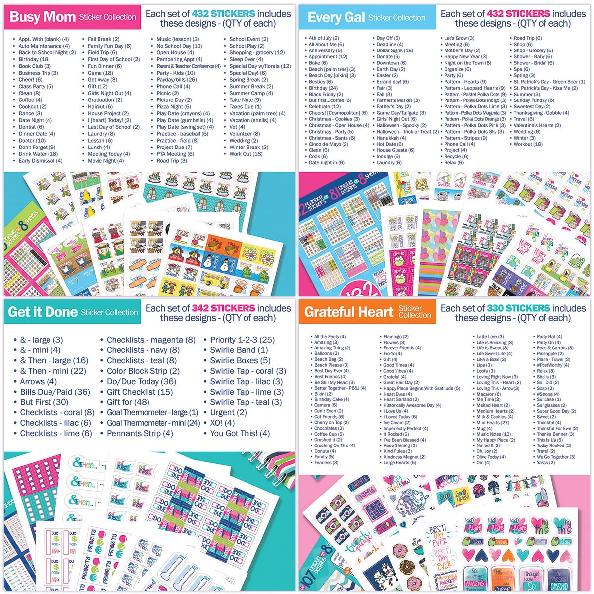 1536-Piece Premium Planner Stickers Variety Pack - Holiday, Birthday, Thank You & Grateful Heart Stickers for Bullet Journals, Calendars & DIY Planners | Perfect for Organizing, Scrapbooking & Gift-Giving