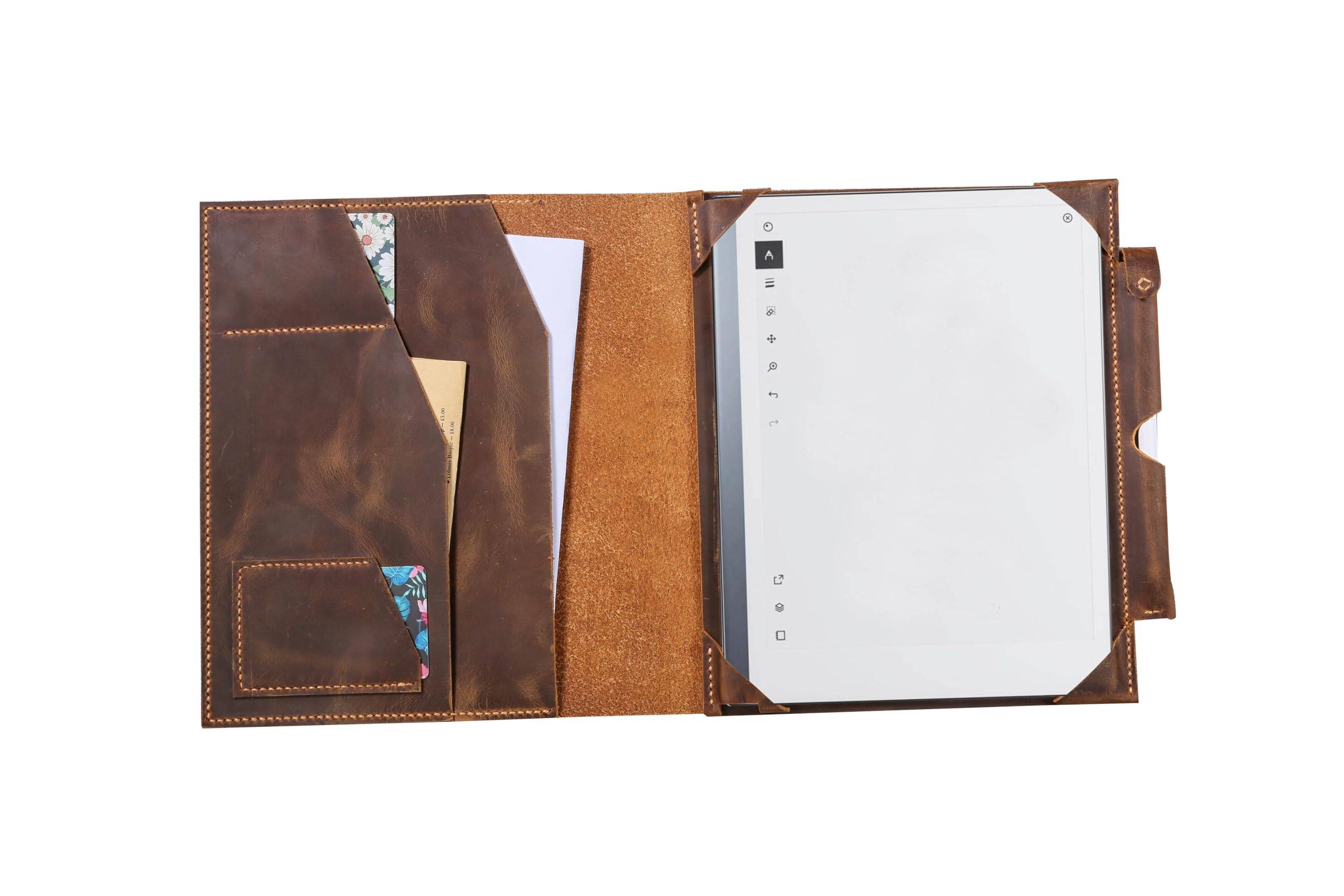Premium Genuine Leather Case with Pen Holder for reMarkable 2 Tablet - Distressed Folio Organizer Cover | Perfect for Business Meetings, Note-Taking & Digital Planning