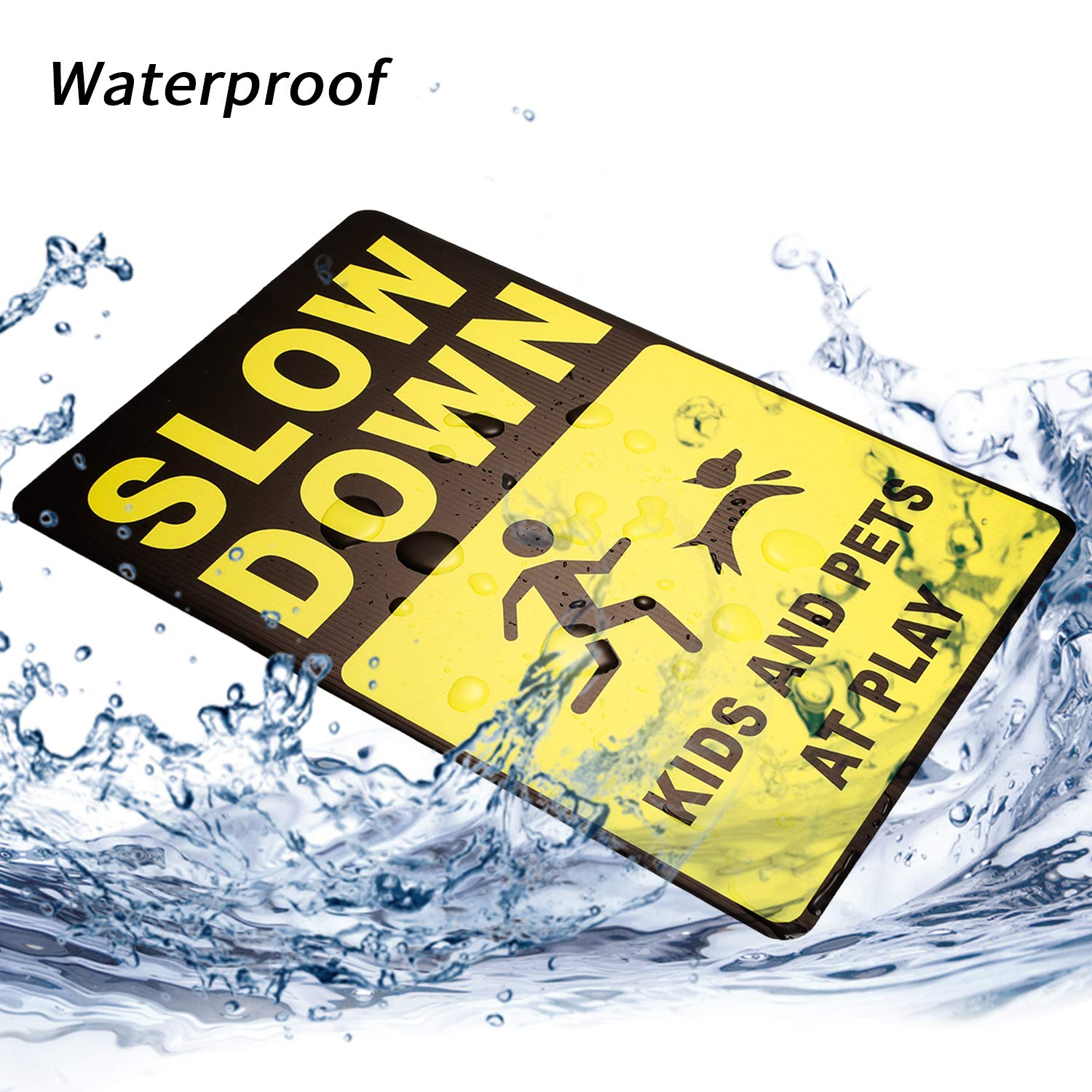 2 Pack Slow Down Signs for Kids & Pets - Double Sided 16''x12'' Corrugated Plastic Yard Signs with Metal H-Stakes, Weather Resistant & Easy to Install | Perfect for Play Areas, School Zones & Neighborhood Safety