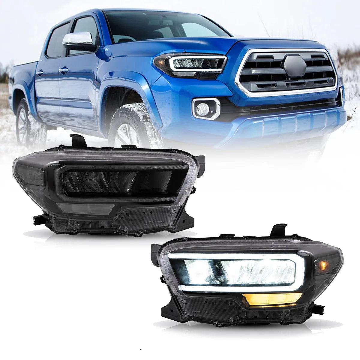 LED Headlight Assembly with Reflection Bowl Chrome for 2016-2023 Toyota Tacoma 3rd Gen (N300) - High-Performance Replacement for Night Driving & Off-Road Adventures