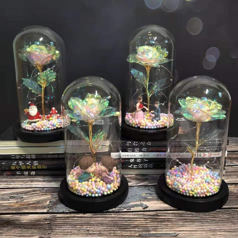 Enchanted Rose Light in Glass Dome - Gold Foil LED Rose Night Light for Valentine's Day, Mother's Day Gift - Perfect for Bedroom Decor, Romantic Dinner & Wedding Centerpiece (1Pcs)