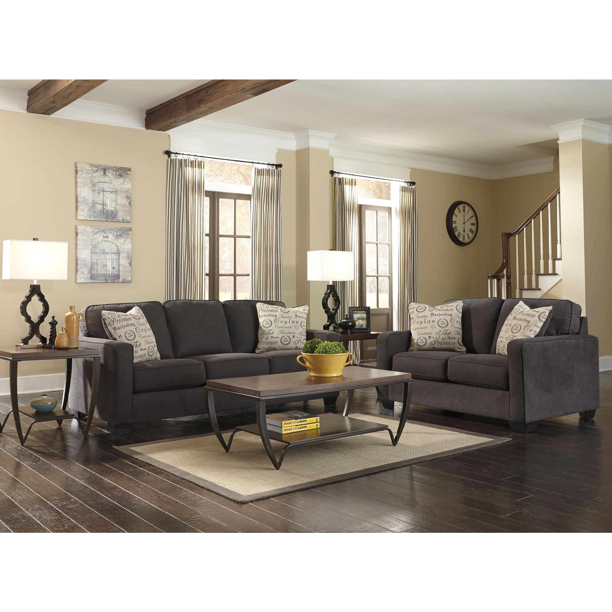 Alenya Modern Sofa - Charcoal Gray Upholstered Couch for Living Room, Lounge & Office - Comfortable 3-Seater with Sturdy Wooden Legs