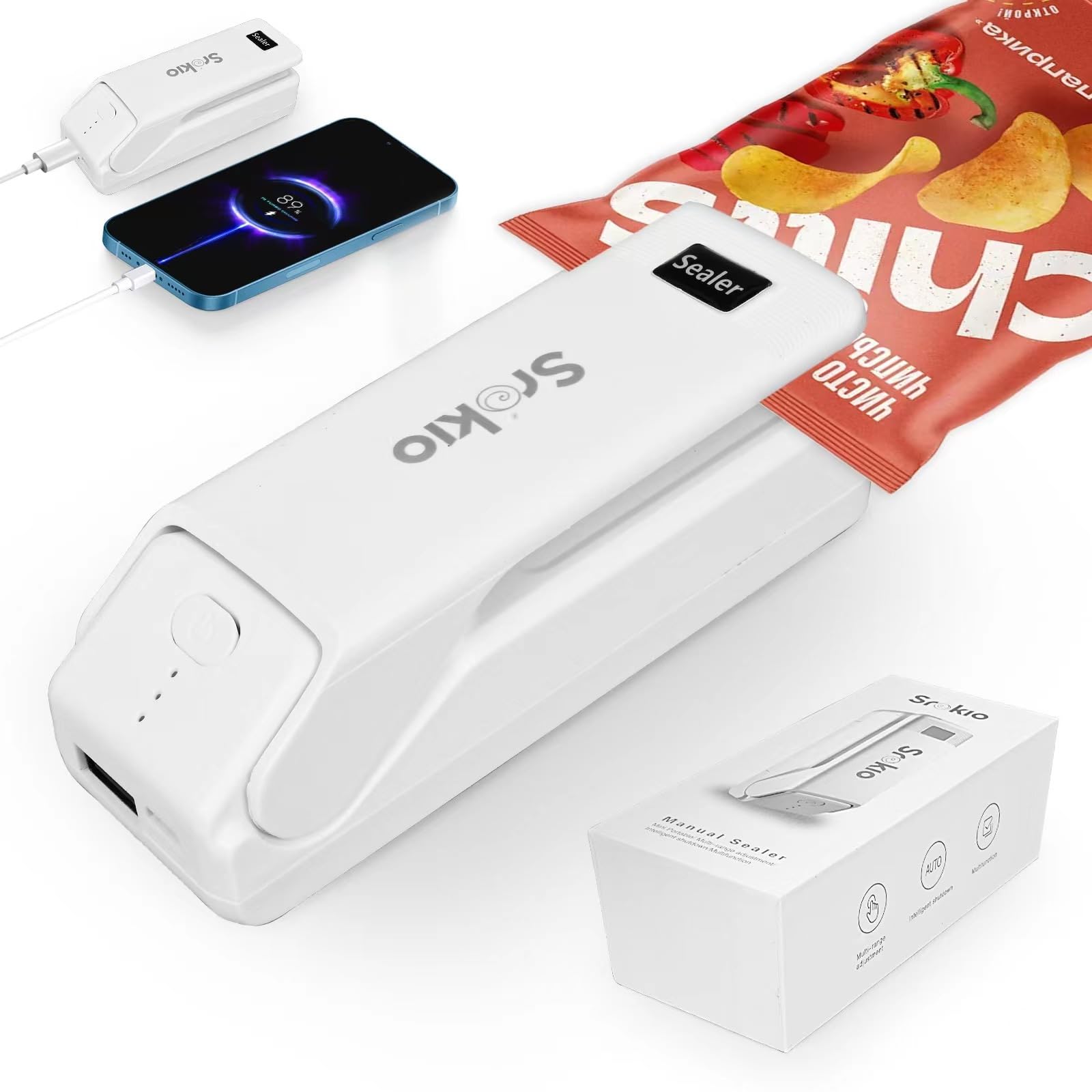Mini Bag Sealer - 2-in-1 USB Rechargeable Heat Sealer with Built-in Cutter | 3-Speed Adjustable Portable Food Bag Sealing Machine for Chips, Snacks & Pet Food | Perfect for Kitchen Storage, Camping & Travel Use