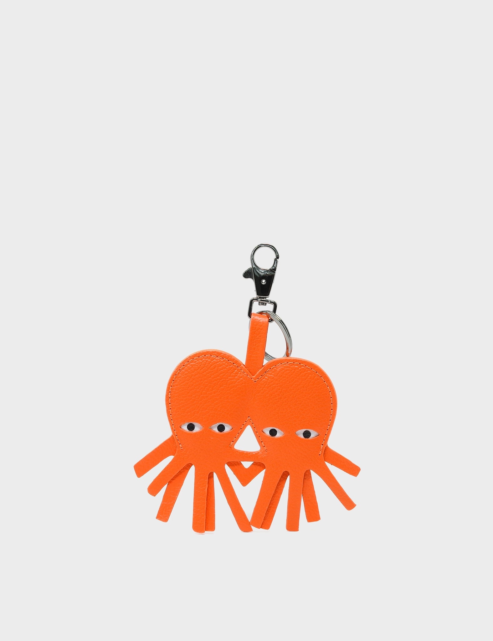 Octotwins Charm Neon Orange Leather Keychain - Cute Octopus Keyring for Bags, Keys & Gifts | Durable PU Leather Accessory for Everyday Use