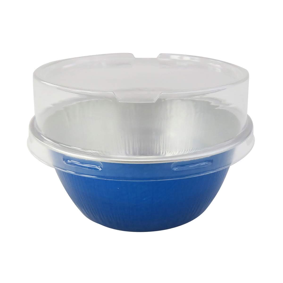 KitchenDance 4oz Disposable Aluminum Baking Cups with Lids - 2000 Pack Blue Stackable Foil Pans for Creme Brulee, Flan, Cupcakes, Mousse - Perfect for Home Baking, Catering & Party Desserts