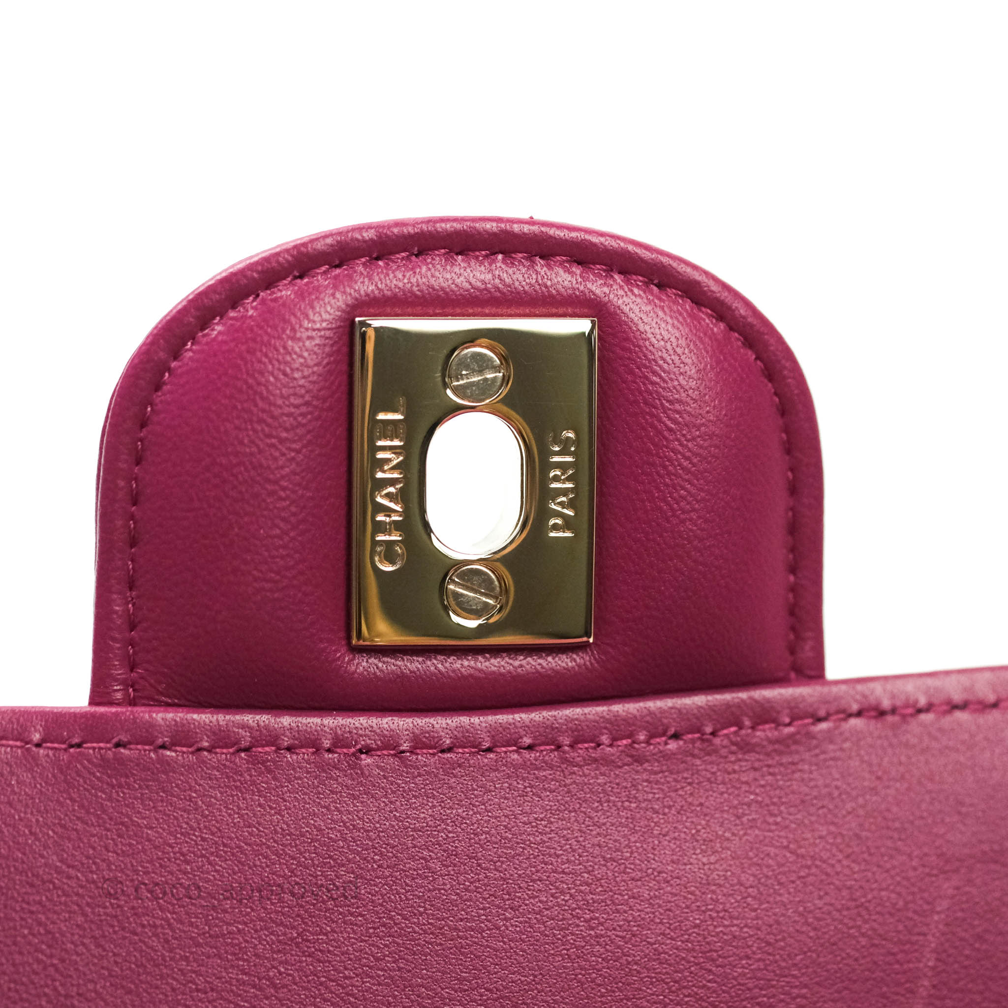 Chanel Chevron Mini Rectangular Lambskin Flap Bag in Dark Pink with Gold Hardware - Perfect for Evening Events & Luxury Fashion Accessories