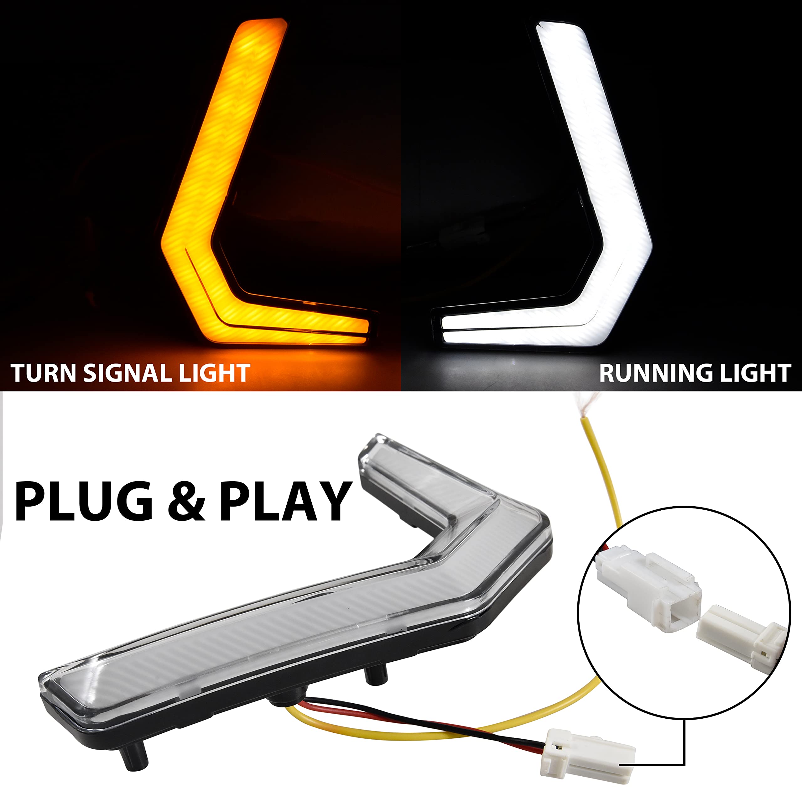 SAUTVS LED Turn Signal Fang Lights for Polaris General XP 1000 - Grille Accent Lights, Signature Grill Lamps Compatible with Polaris General 1000/4, 1000/XP, XP4 1000 (2016-2024 Models) - 2PCS Off-Road Accessories for Enhanced Visibility & Style