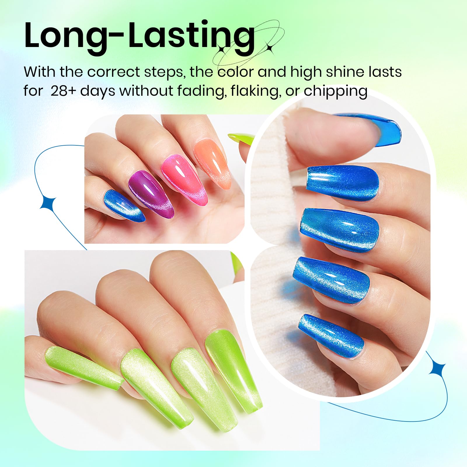 Neon Cat Eye Magnetic Gel Nail Polish Set - 6 Vibrant Summer Colors (Green, Yellow, Hot Pink) | UV/LED Soak Off | Professional Nail Art & DIY Manicures at Home | Perfect for Parties, Weddings & Special Occasions