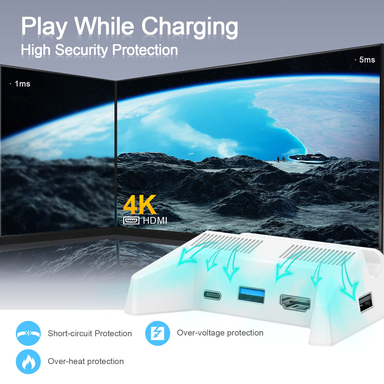 4K HDMI TV Dock for Nintendo Switch & Switch OLED with USB 3.0 Ports - Replacement Docking Station (Power Adapter Not Included) - Perfect for Home Gaming & Travel Entertainment