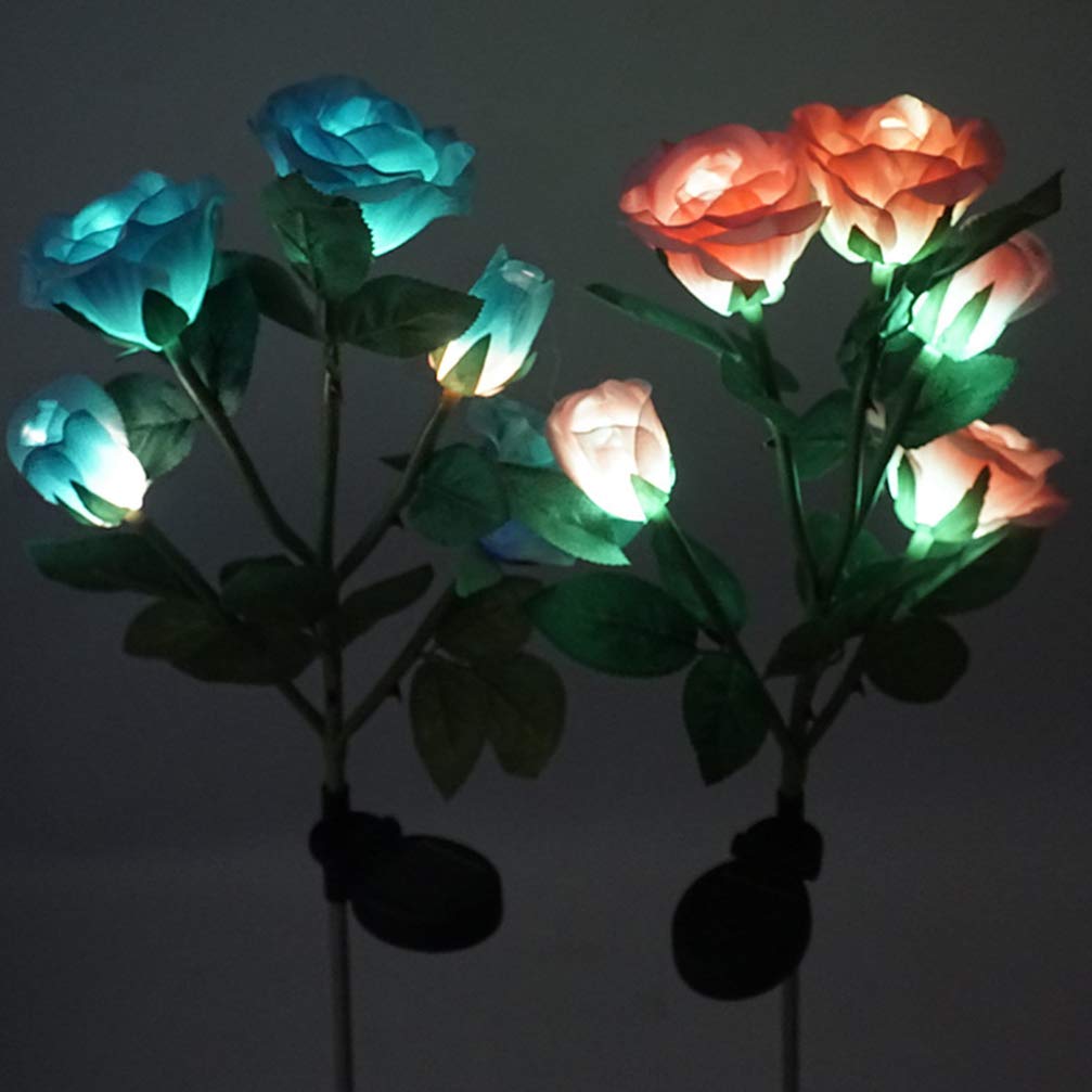 Uonlytech 5 Heads Solar Rose Garden Lights - Waterproof Outdoor Solar Flower Lights for Lawn, Pathway, Yard Decoration - Romantic Night Light for Garden, Patio, Wedding & Landscape Lighting