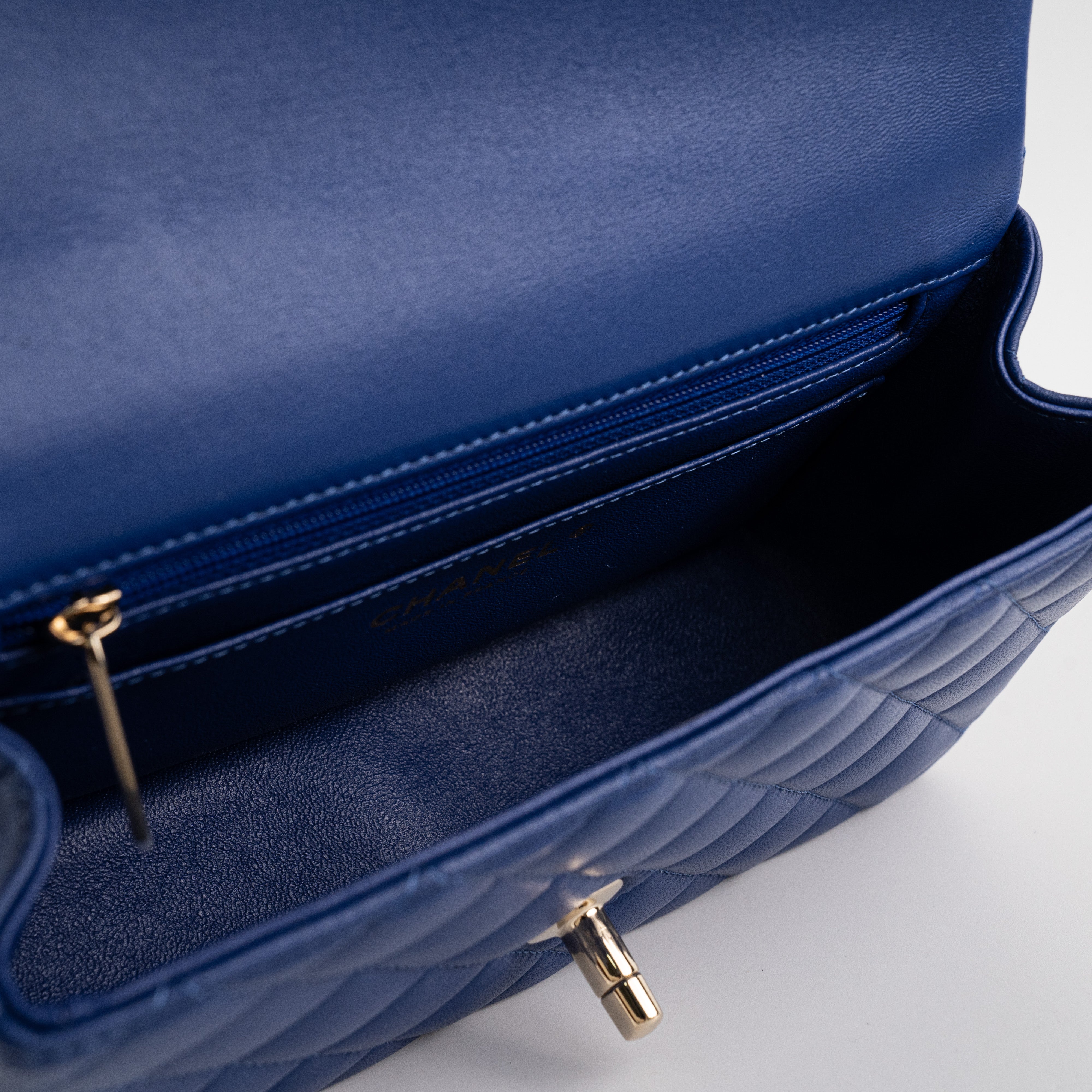 Chanel Mini Top Handle Bag in Lambskin Leather - Blue Microchip | Luxury Crossbody Purse for Women, Perfect for Parties & Evening Events