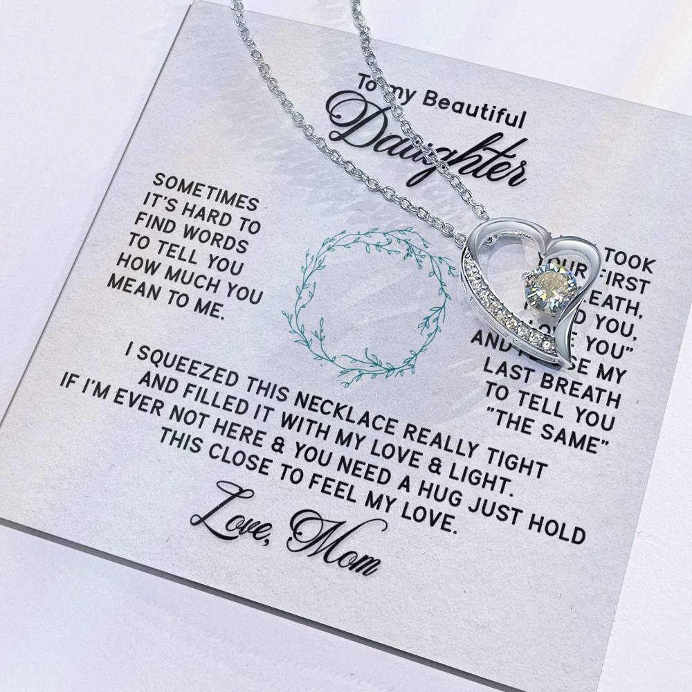 Beautiful Jewelry Necklace for Daughter - Thoughtful Gift from Mom in White or Yellow Gold Finish - Perfect for Birthdays, Graduation & Special Occasions