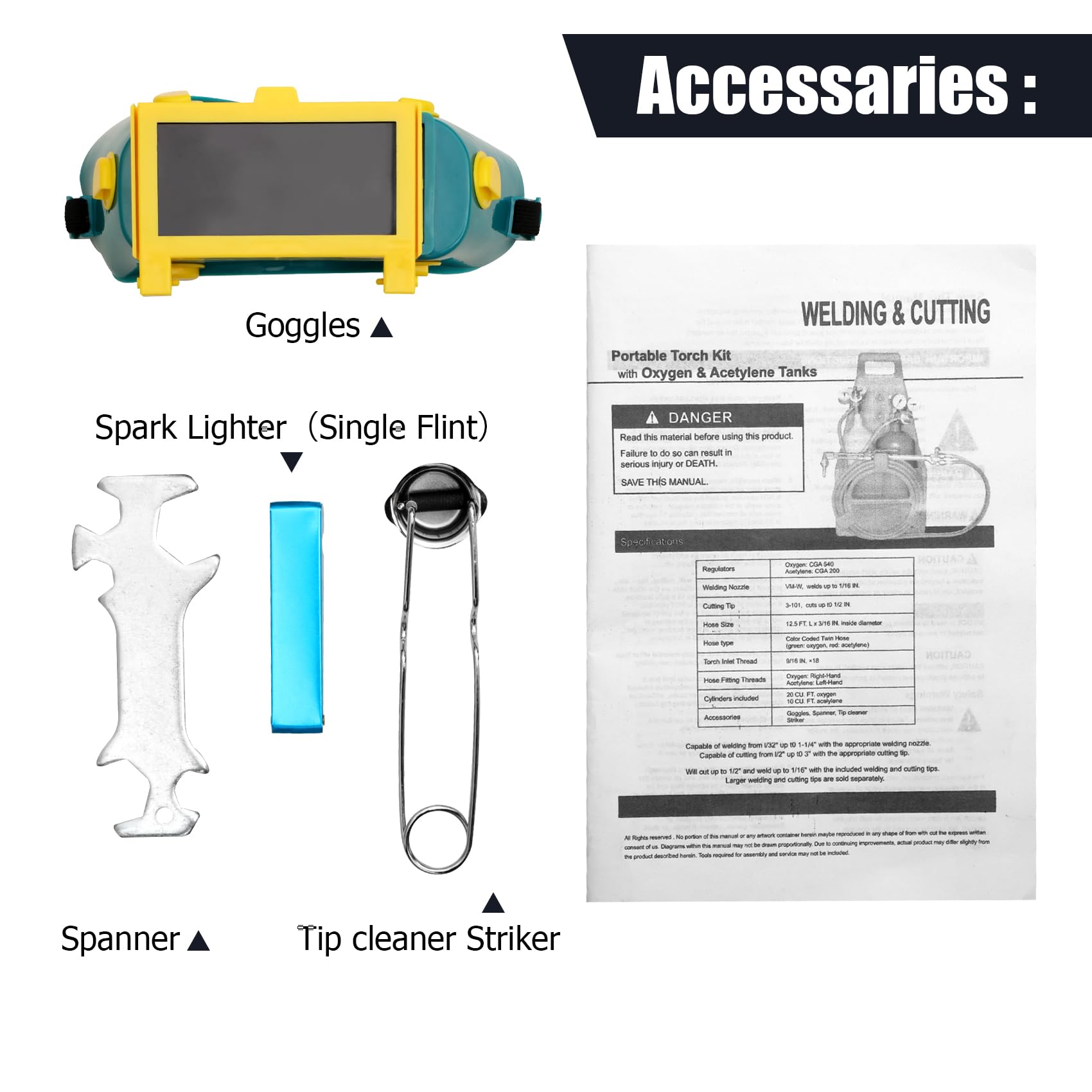 MIU-1516 Portable Oxygen Acetylene Torch Kit with Gas Tank - Metal ABS Brazing & Welding Torch Set with Pressure Gauge for Cutting, Soldering, and Metal Fabrication - Perfect for DIY Projects, Automotive Repair, and Metalworking