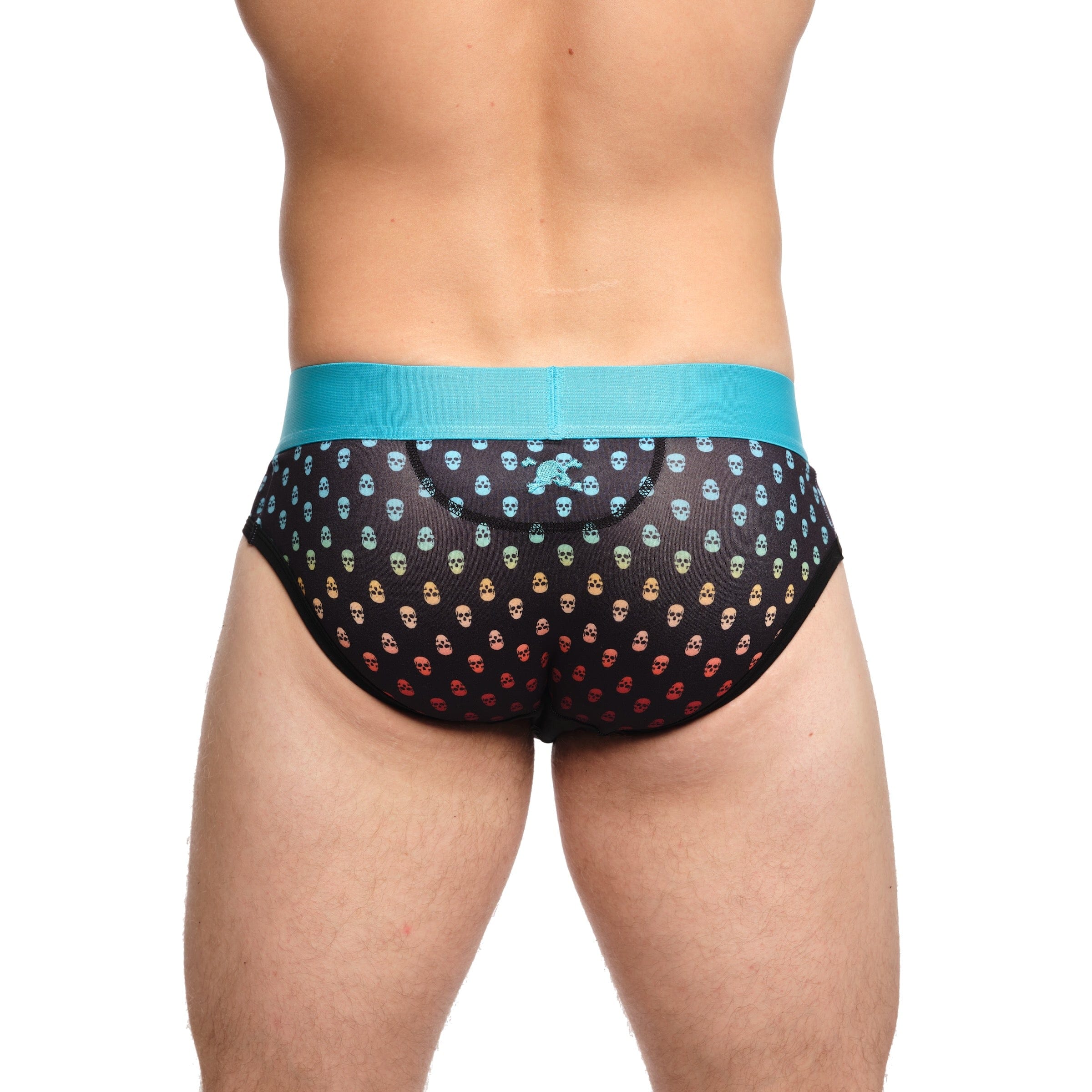 Gothic Ombre Skull Print Briefs for Men - Trendy Boxer Shorts with Stylish Skull Design - Perfect for Halloween, Cosplay, and Everyday Wear