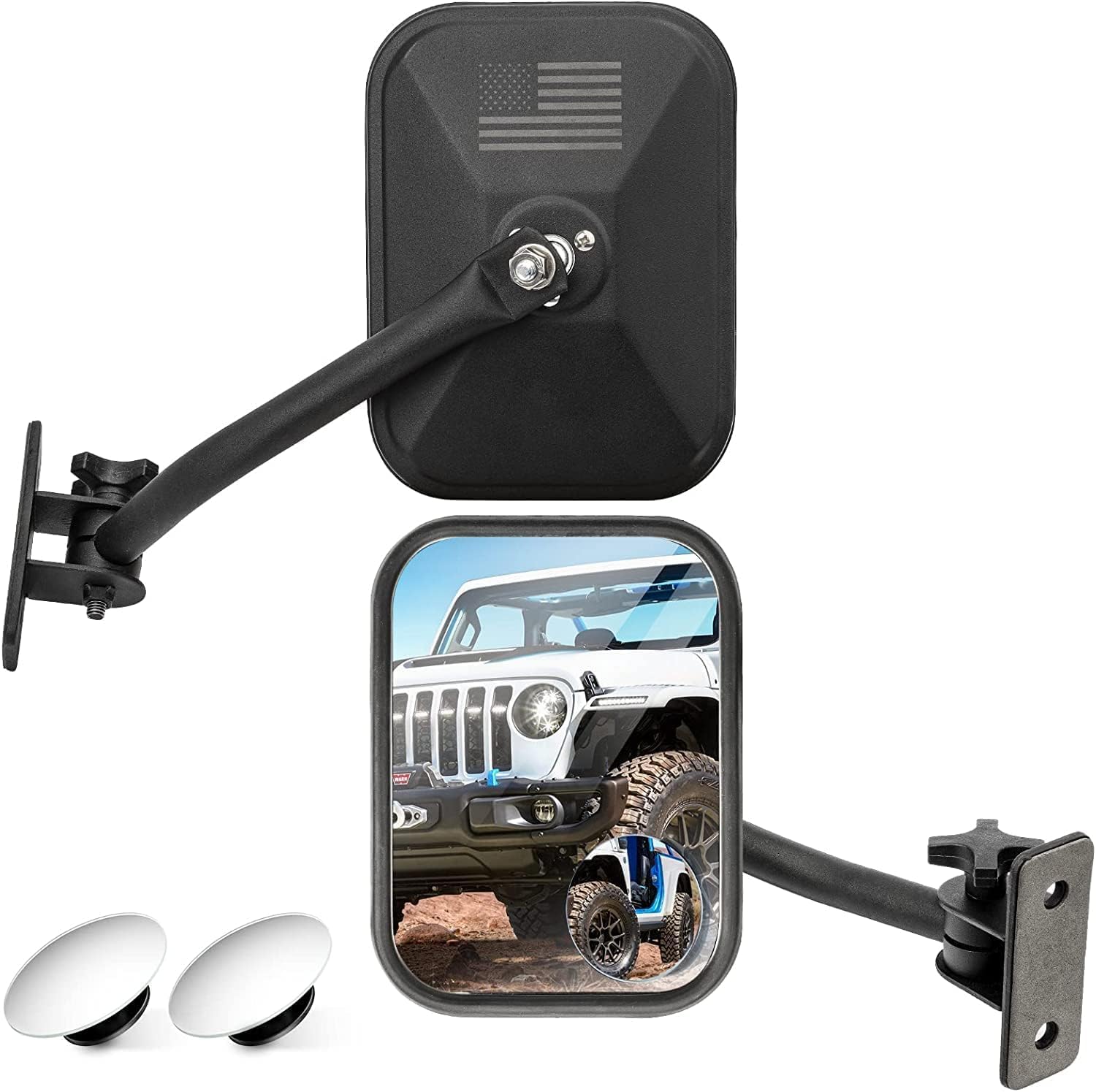 MKING Quick Release Side Mirrors for Jeep Wrangler TJ JK (1996-2017) - Easy Install Door Off Mirror Relocation Kit with Accessories | Off-Road Driving & Trail Adventures