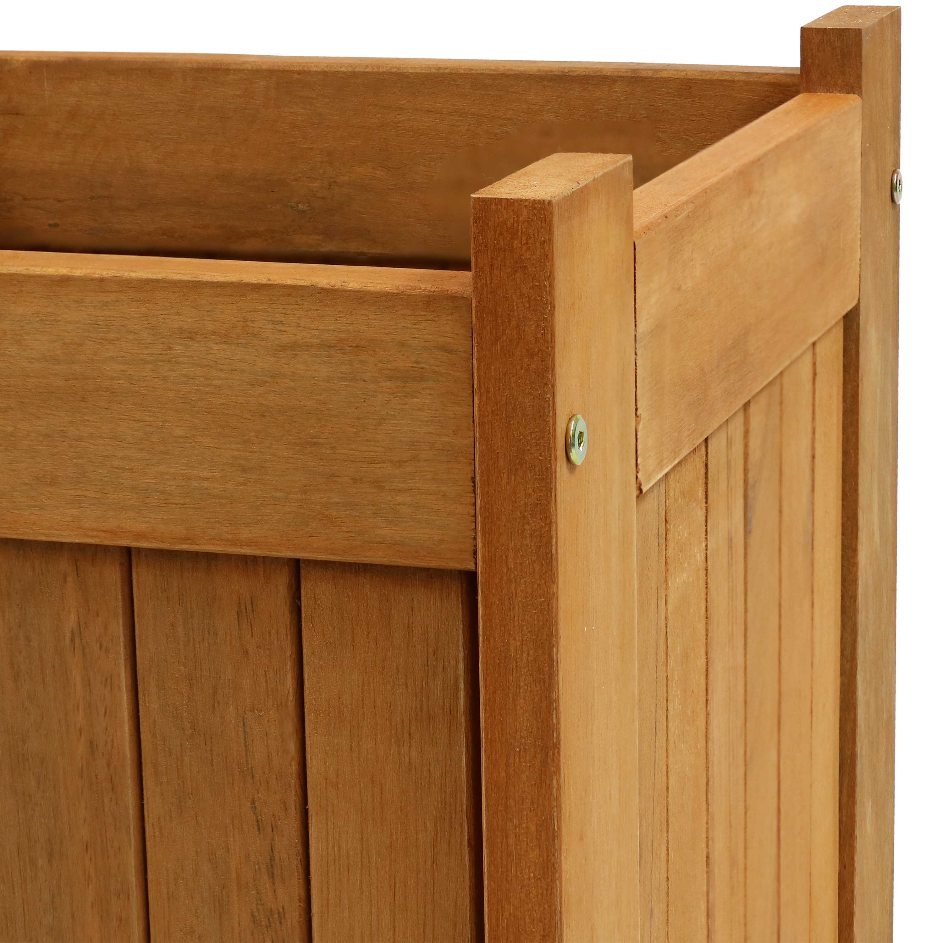 Sunnydaze Meranti Outdoor Square Wooden Planter Box 16 Inch - Durable Garden Flower Pot for Patio, Deck & Backyard Decor - Perfect for Plants, Herbs & Small Trees