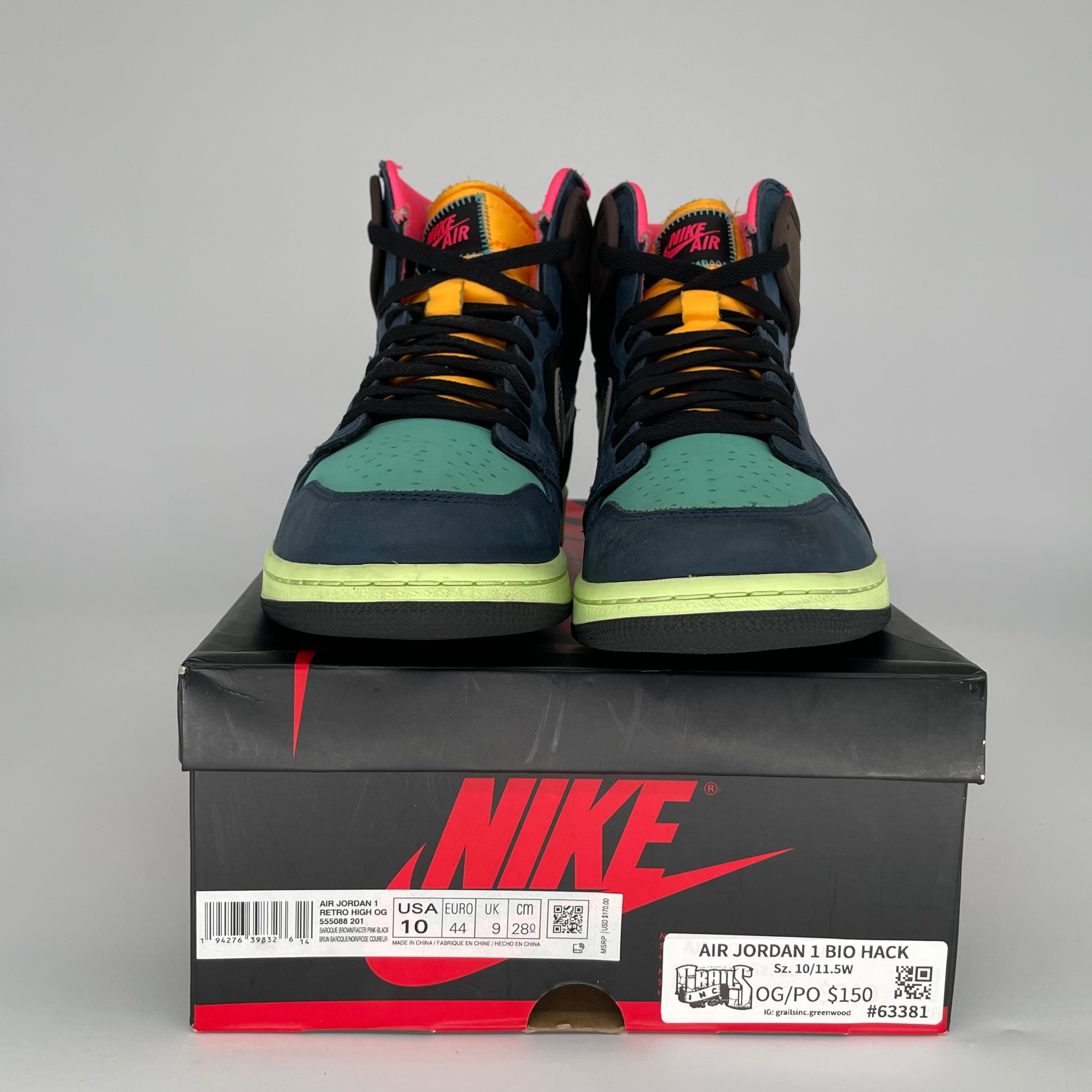 AIR JORDAN 1 BIO HACK Sneakers Men's Size 10 - 555088-201 Retro High OG Basketball Shoes for Streetwear & Casual Outfits