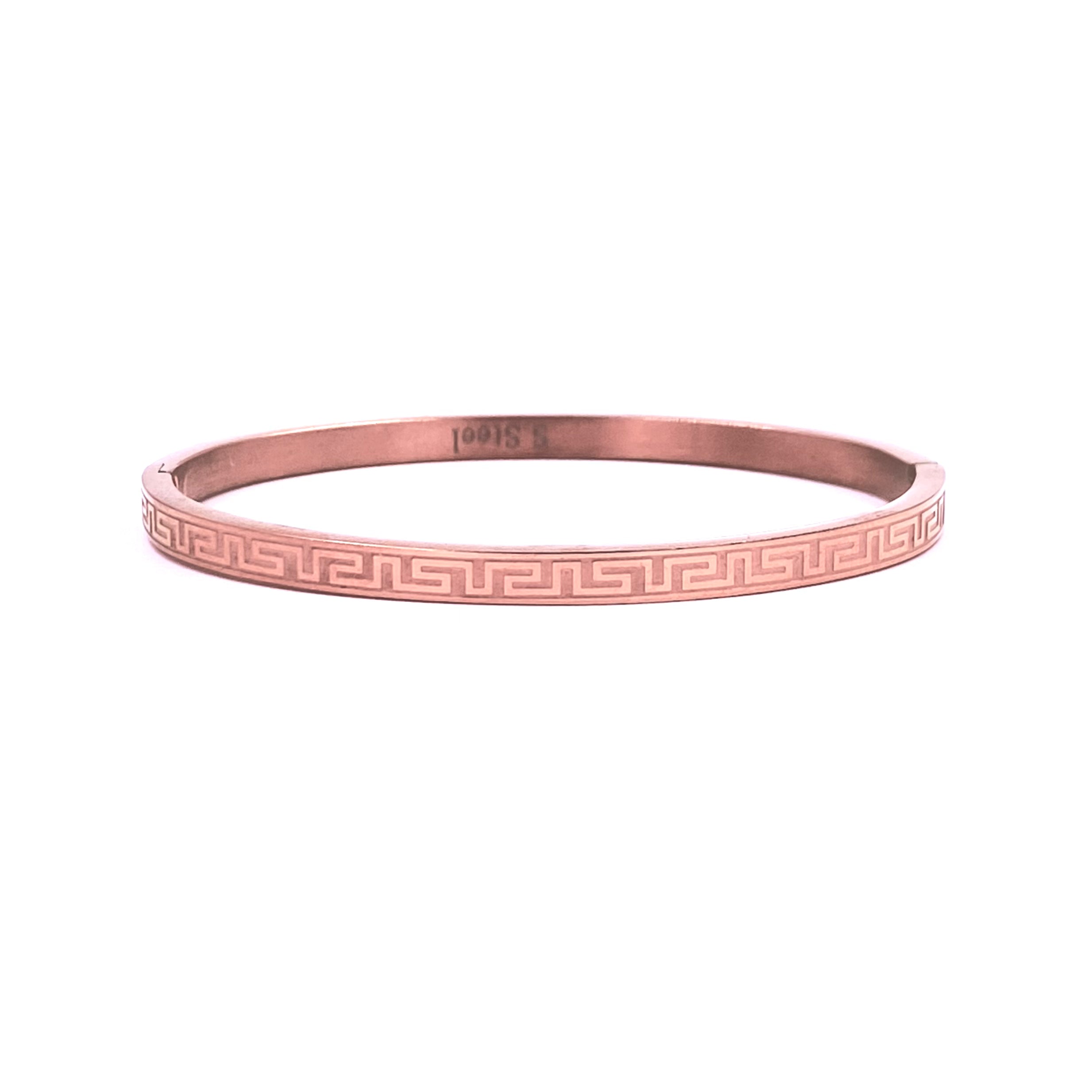 Ashley Gold Stainless Steel Rose Gold Plated Maze Design Bangle Bracelet for Women - Elegant Fashion Jewelry Gift for Anniversary, Birthday & Special Occasions